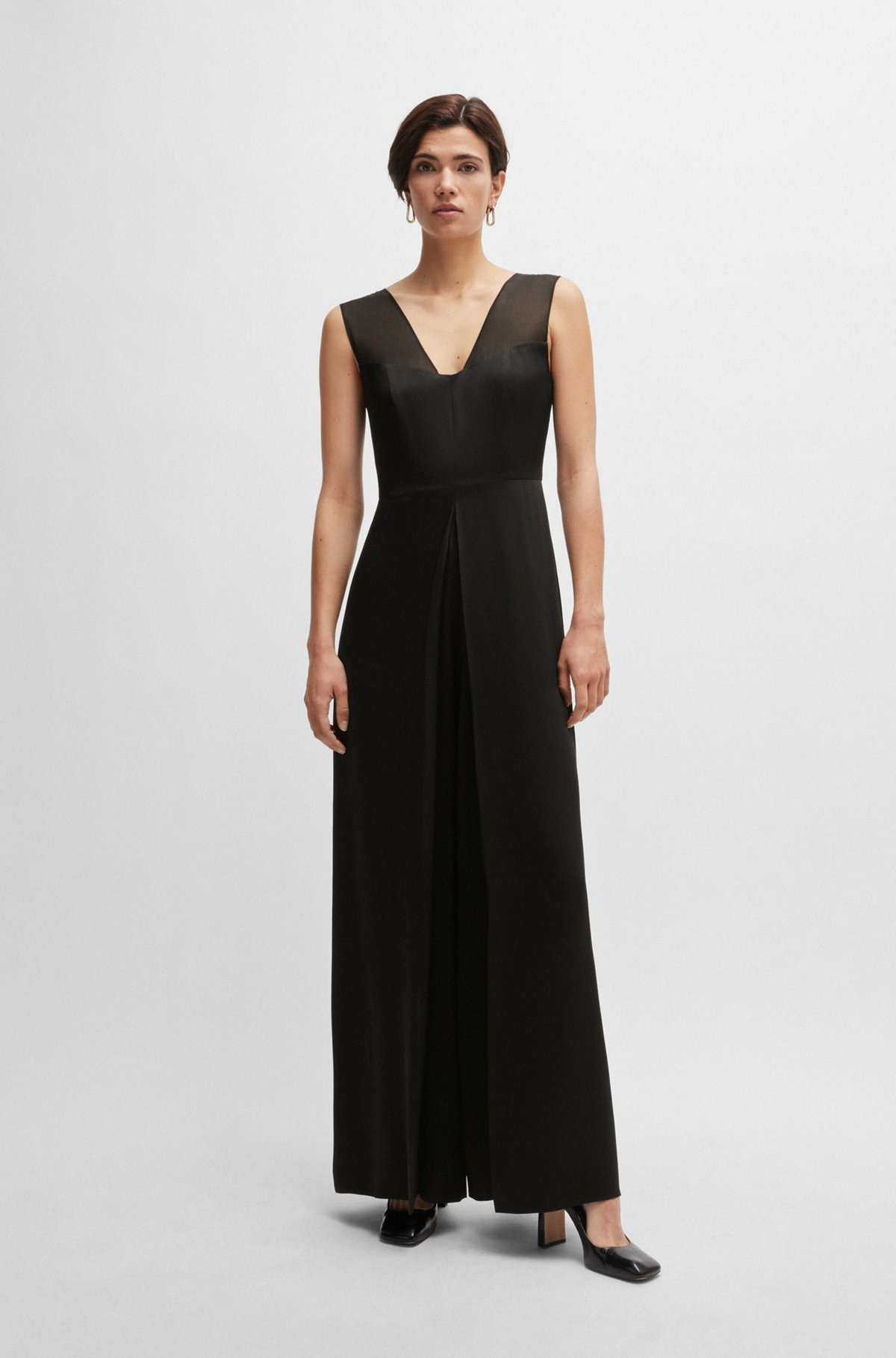 JUMPSUIT IN LUSTROUS FABRIC WITH LAYERED EFFECT - 3