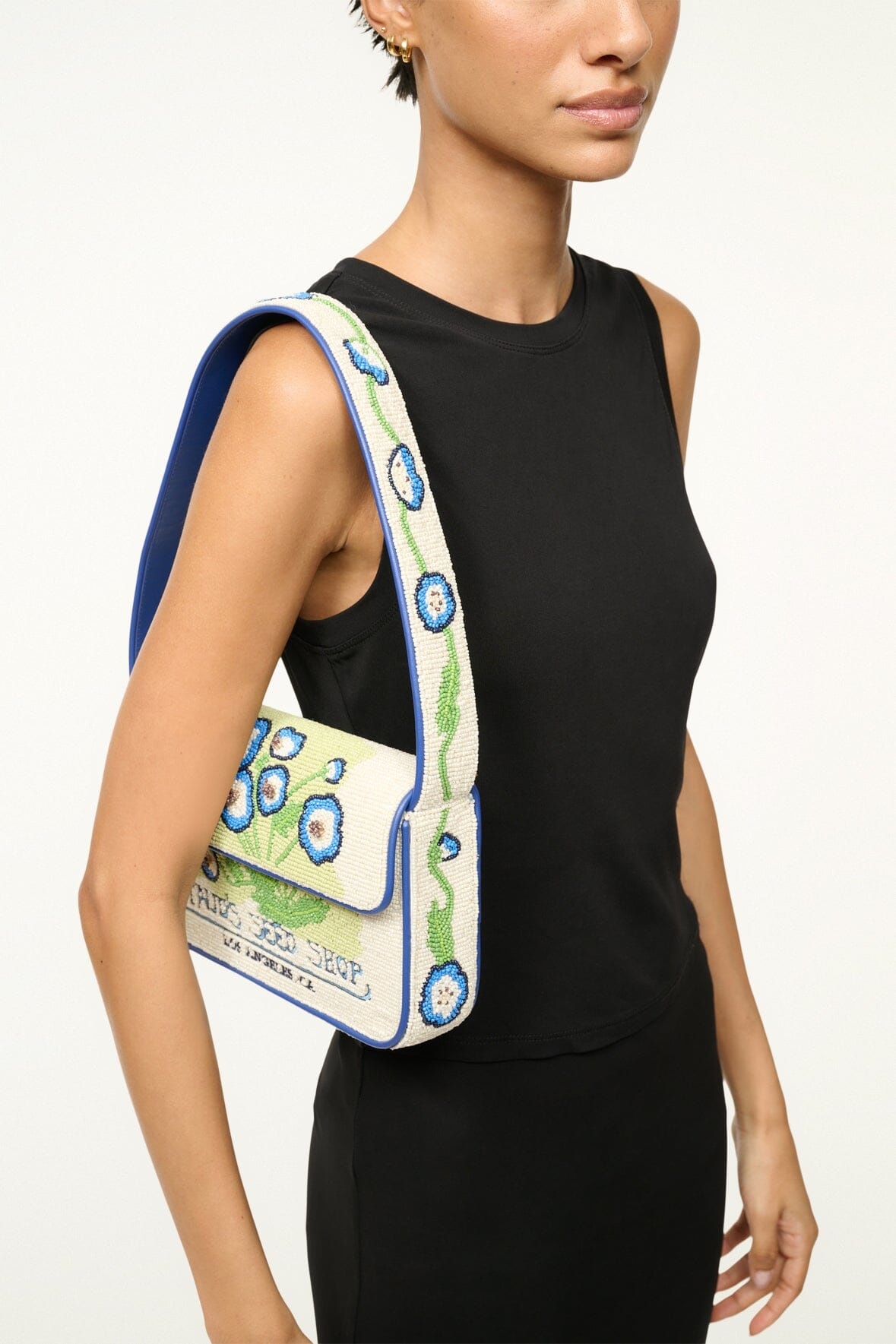 STAUD TOMMY BEADED BAG BABY BLUE EYES - 2