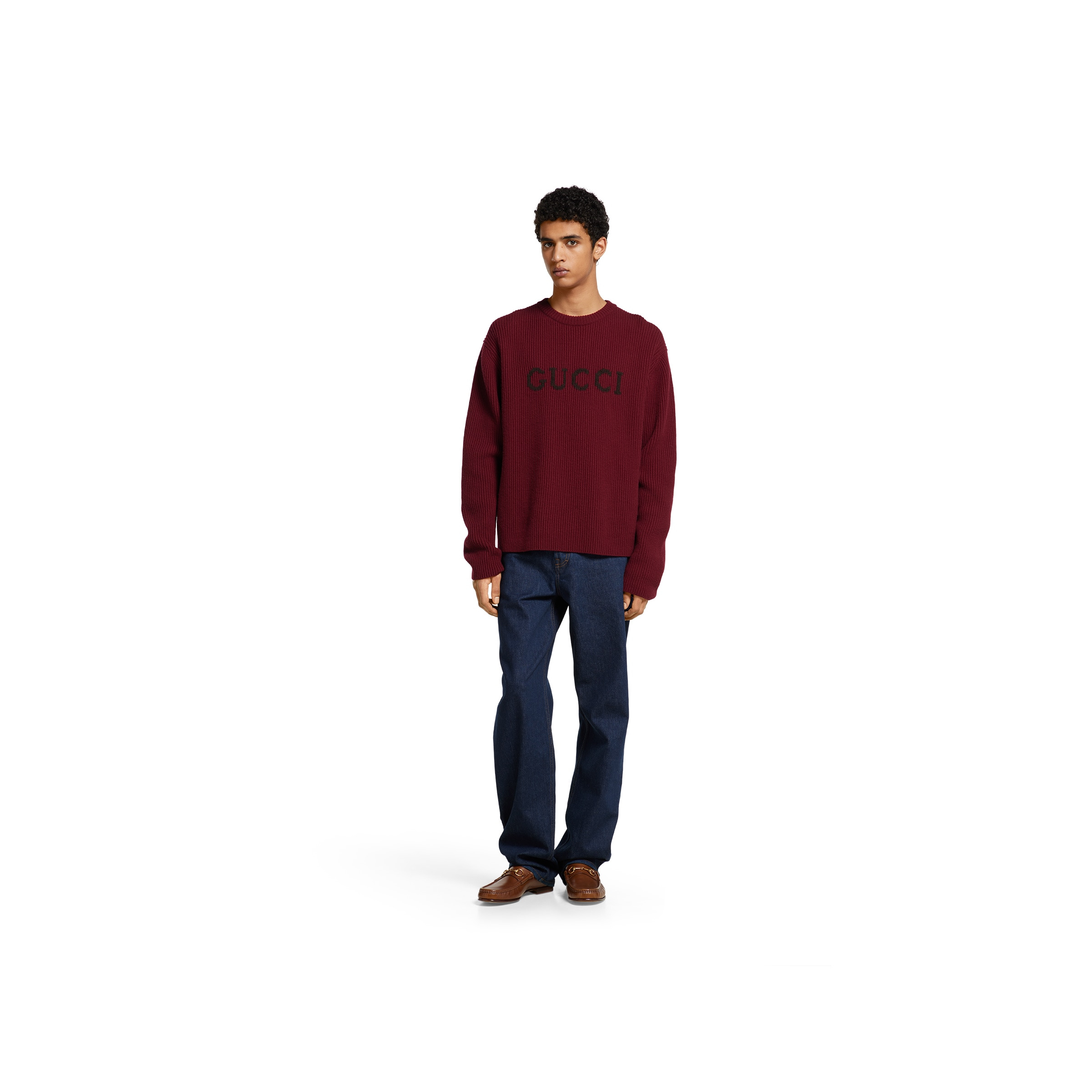 Wool cashmere rib knit sweater - 2