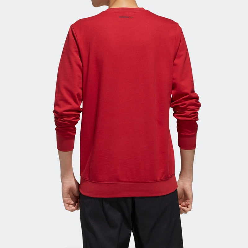 adidas neo Large Logo Printing Round Neck Pullover Red EI6271 - 6