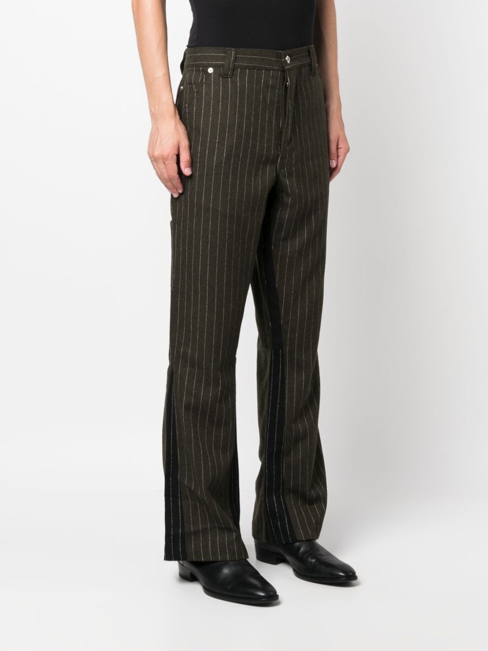 pinstripe mid-rise flared trousers - 3