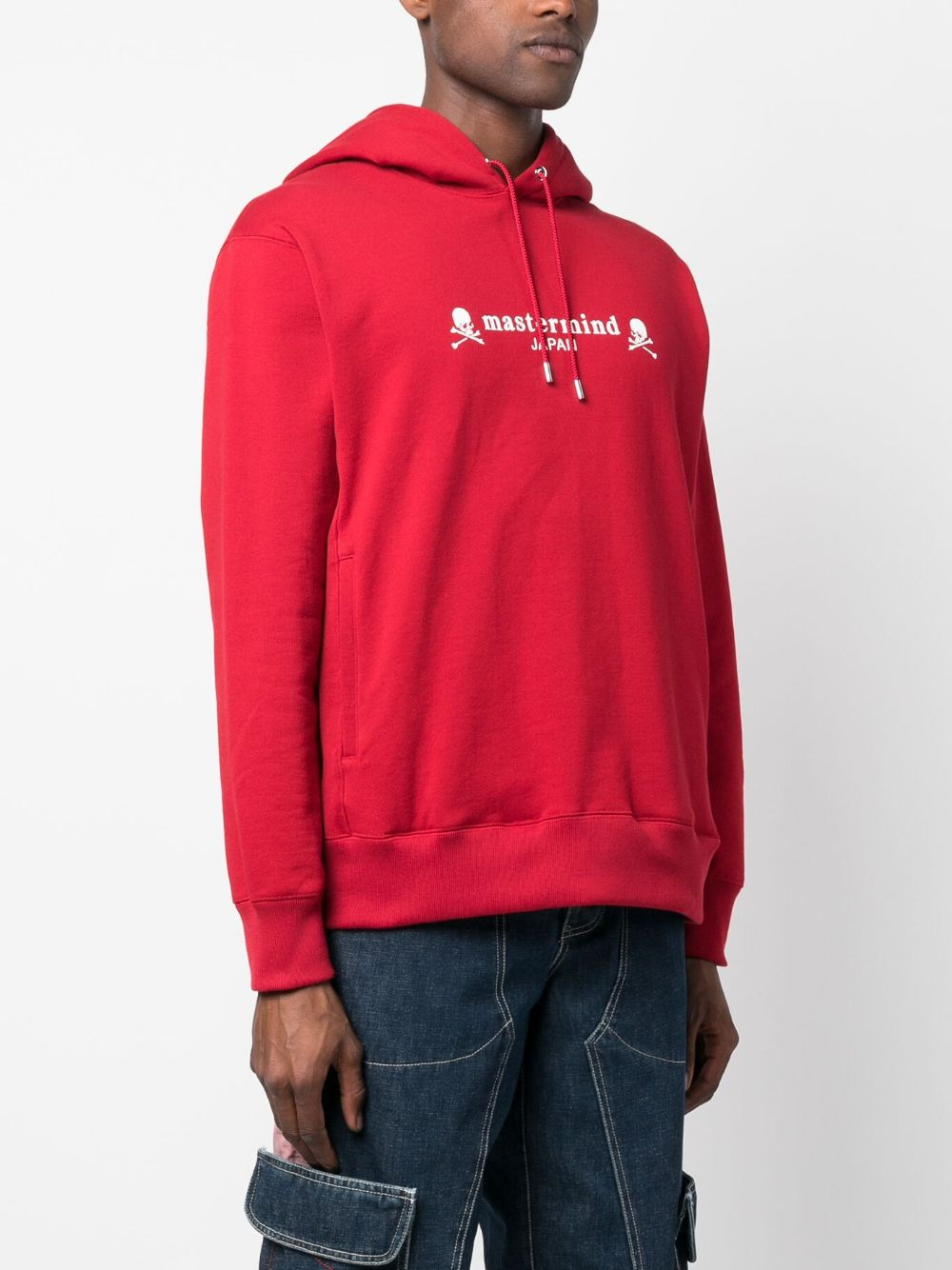 logo-print cotton hoodie - 4