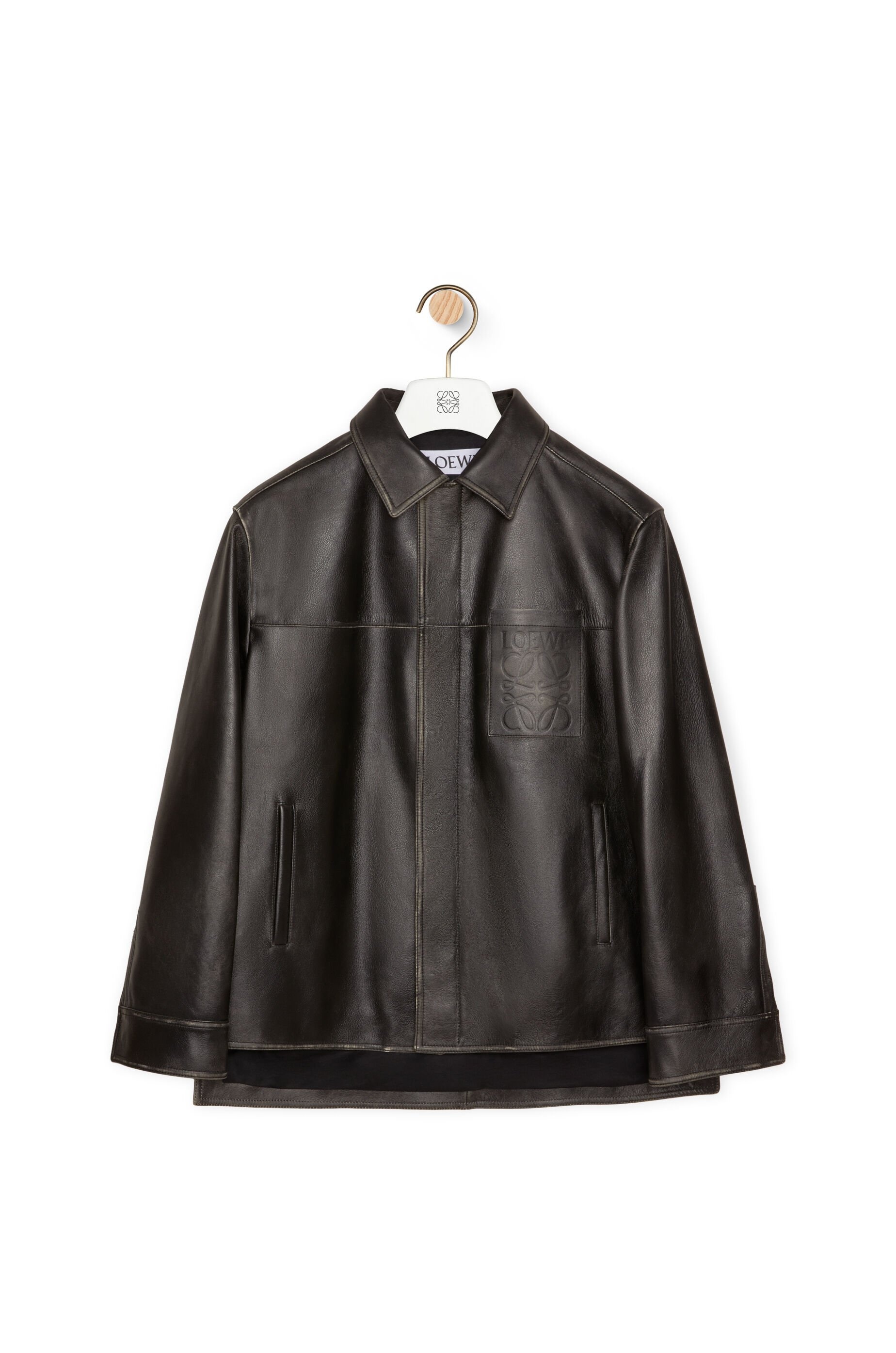 Zip-up overshirt in nappa calfskin - 1