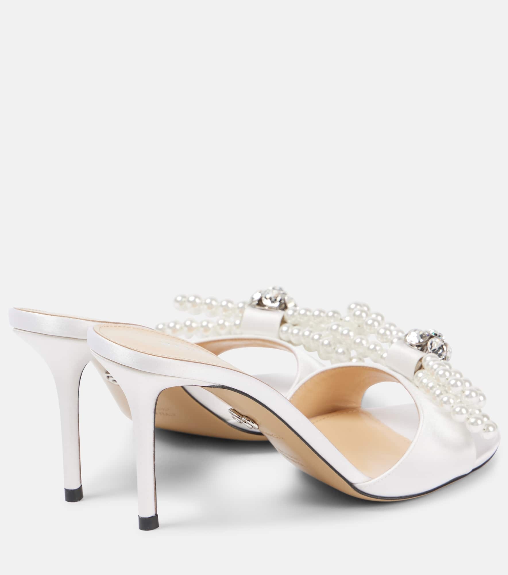 Double Bow embellished satin mules - 2