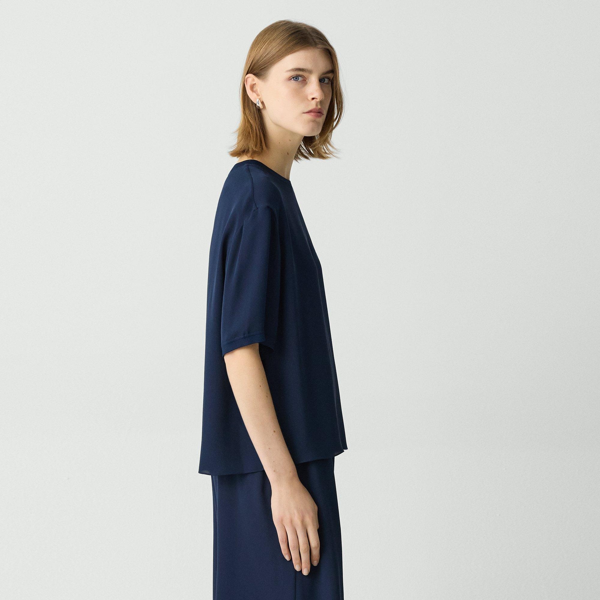 Boxy Tee in Silk Georgette - 3