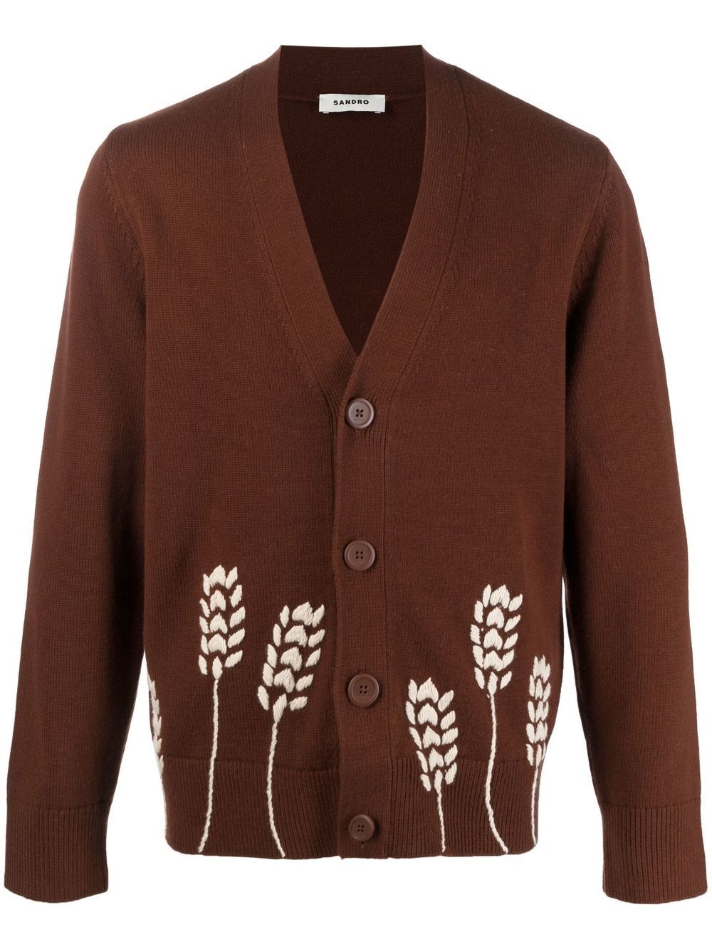 embroidered V-neck cardigan - 1