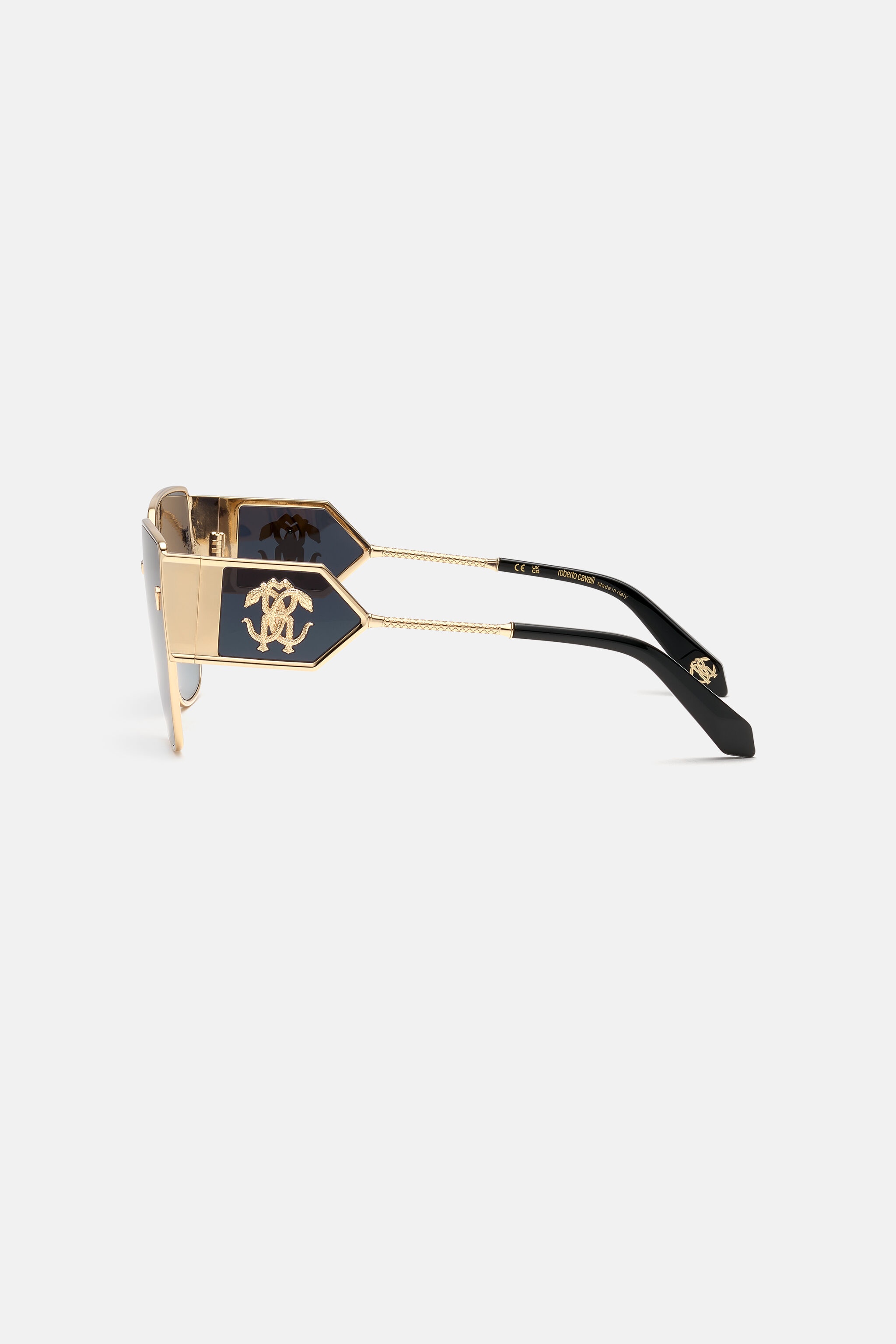 Sunglasses with wide shape front, metal fangs embellishment - 4