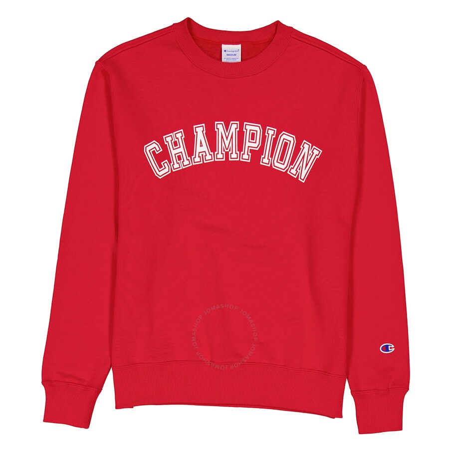 Champion Bright Red French Terry Varsity Crewneck Sweatshirt - 1