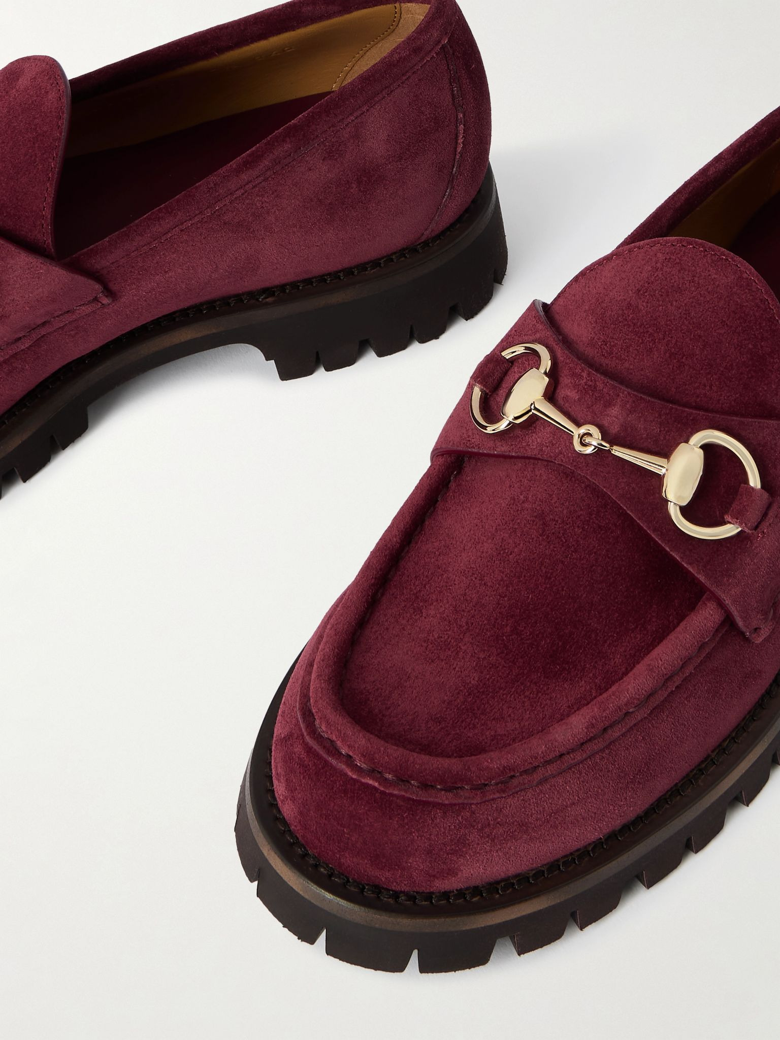 Sylke horsebit-detailed suede loafers Burgundy - 4