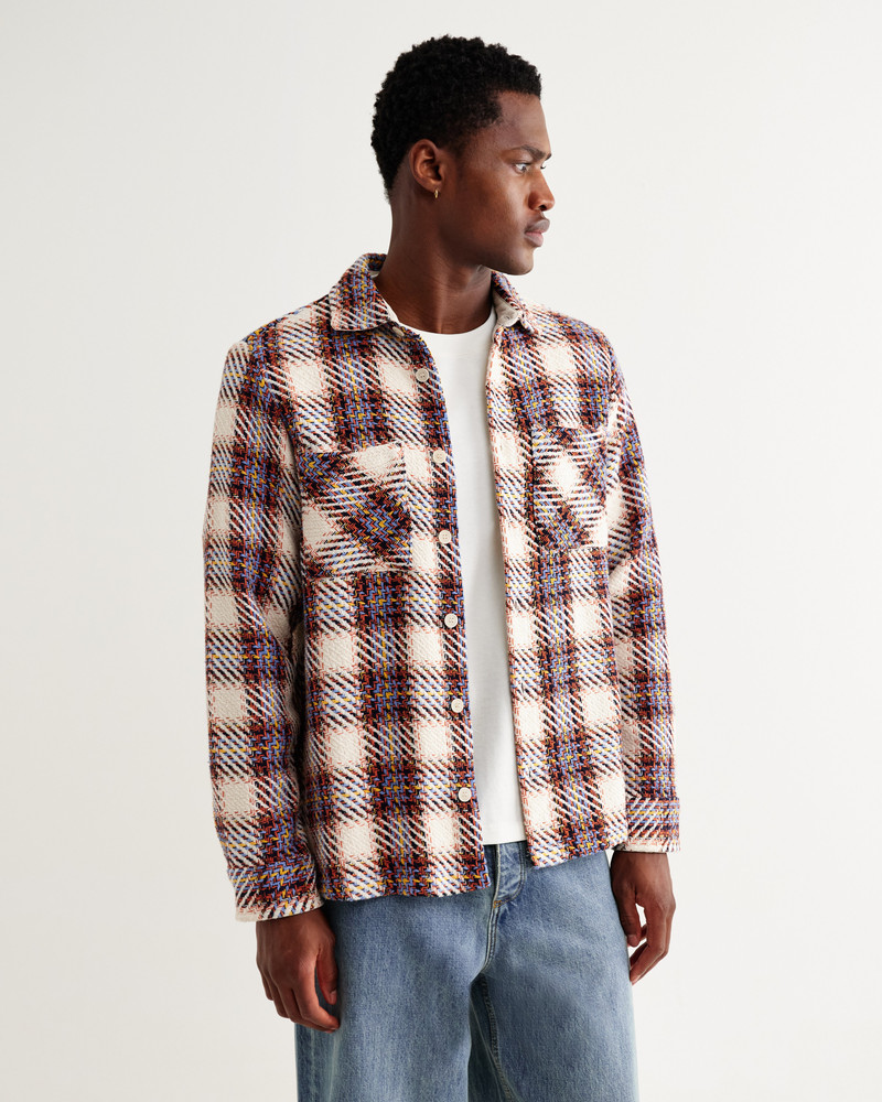 Wax London Whiting - Ecru And Multicolour Hutton Check Overshirt outlook