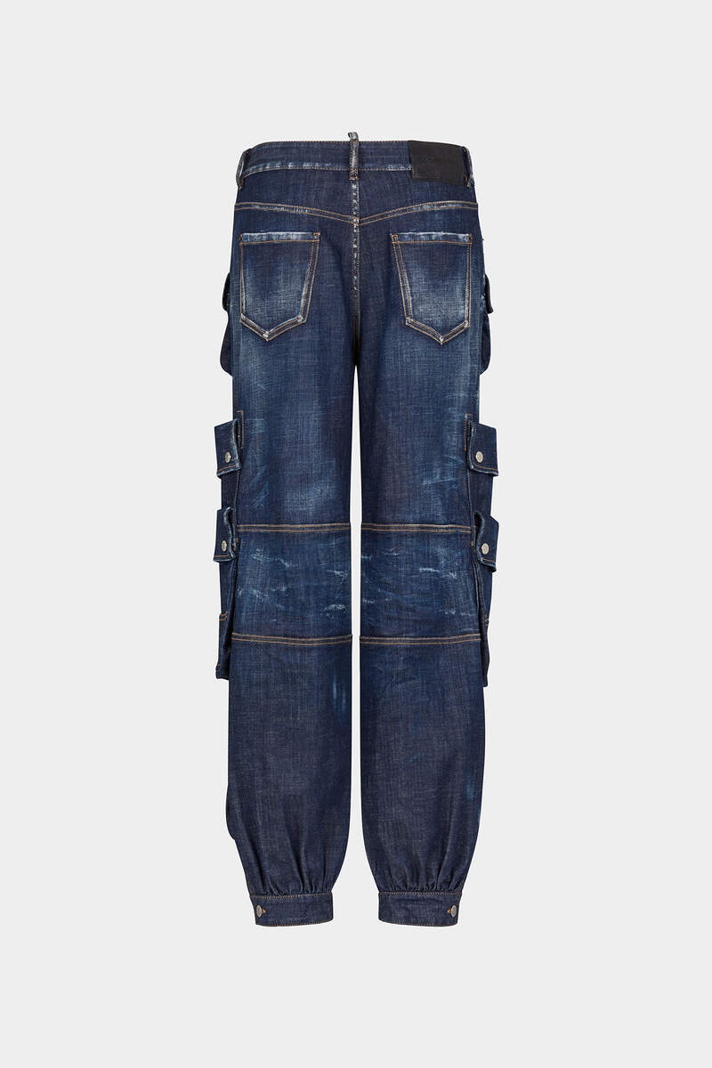 DARK CLEAN WASH DENIM CARGO PANT - 2