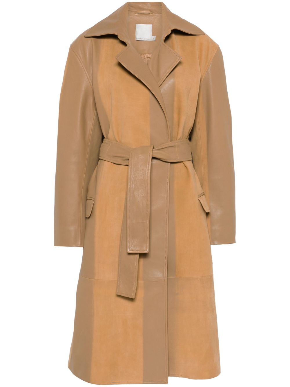 scuffed-leather coat - 1