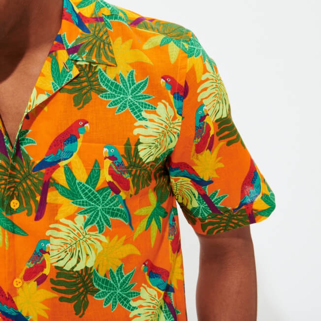 Men Bowling Shirt Linen and Cotton 1998 Les Perroquets - 11