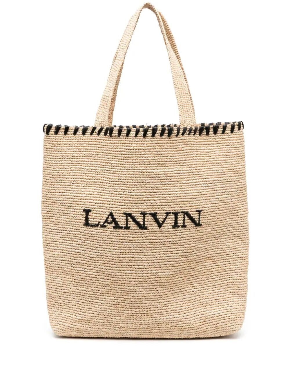 Lanvin Women Logo-Embroidered Raffia Tote Bag - 1