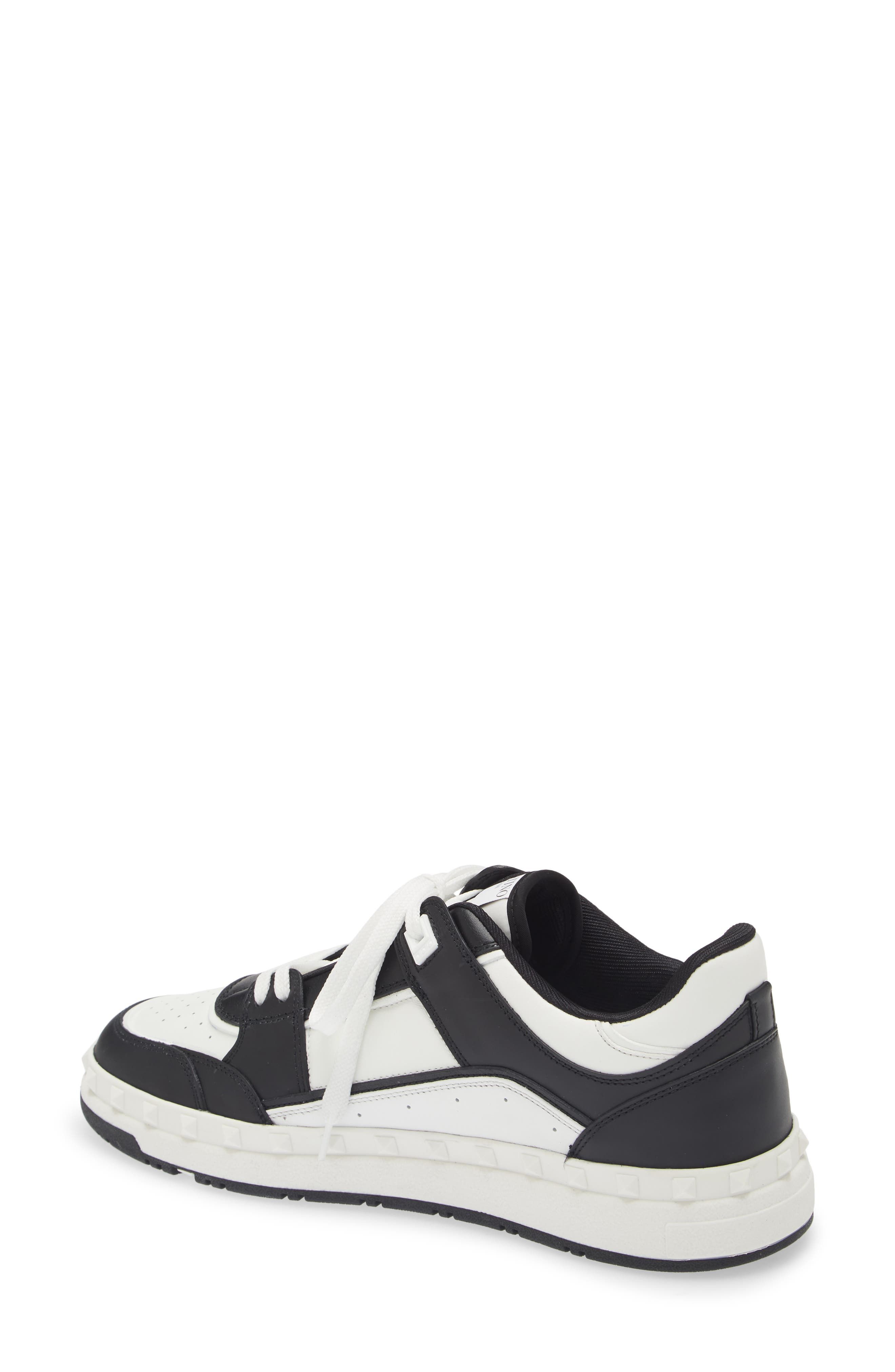 Valentino Garavani Rockstud Low Top Sneaker in Bianco/Nero at Nordstrom - 2