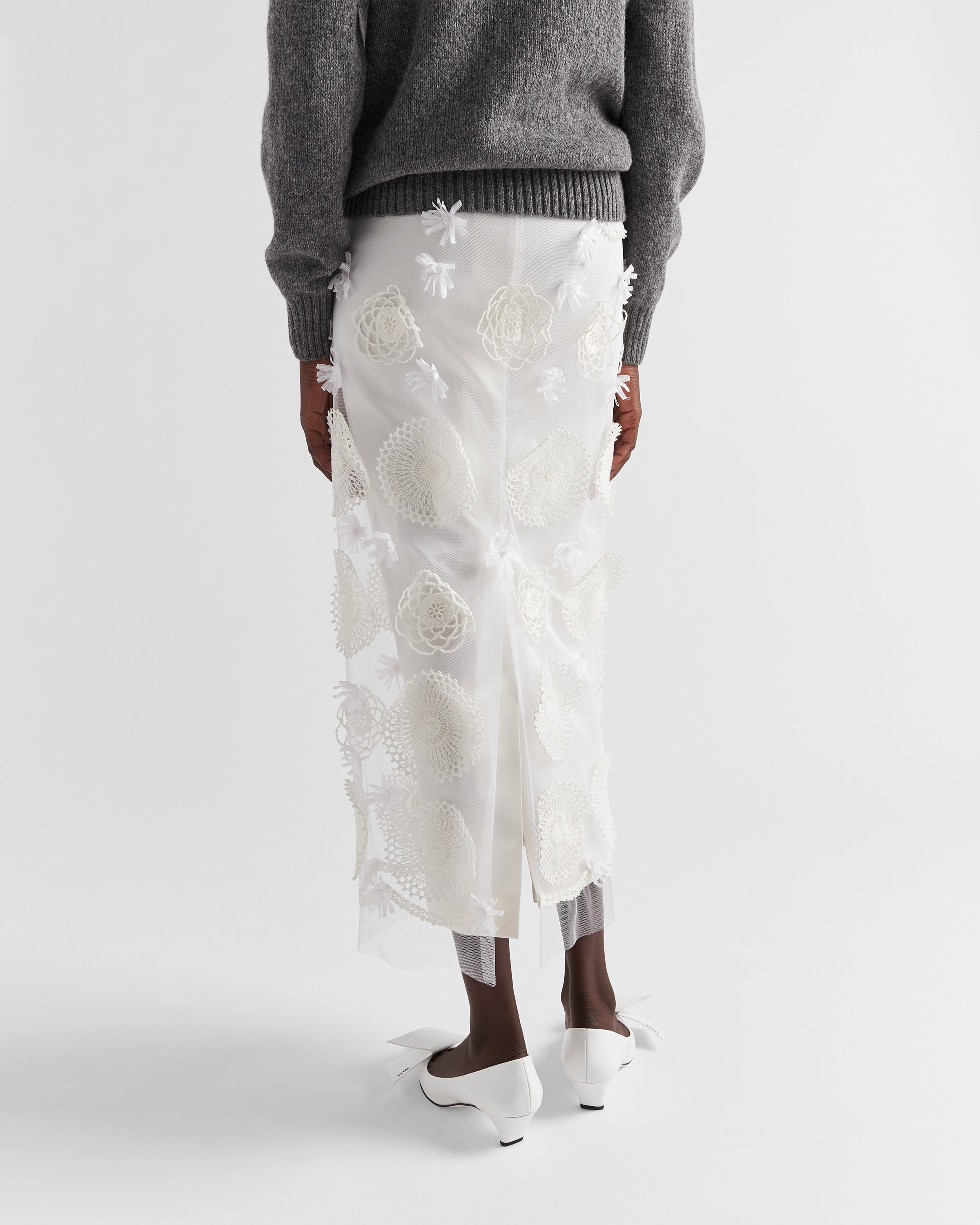 Embroidered duchesse maxi-skirt - 4