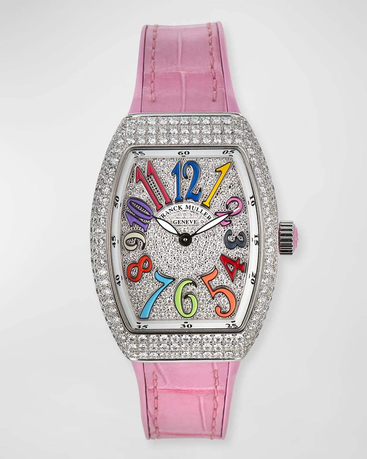 Vanguard 32mm Color Dreams All-Diamond Watch w/ Alligator Strap, Pink - 1