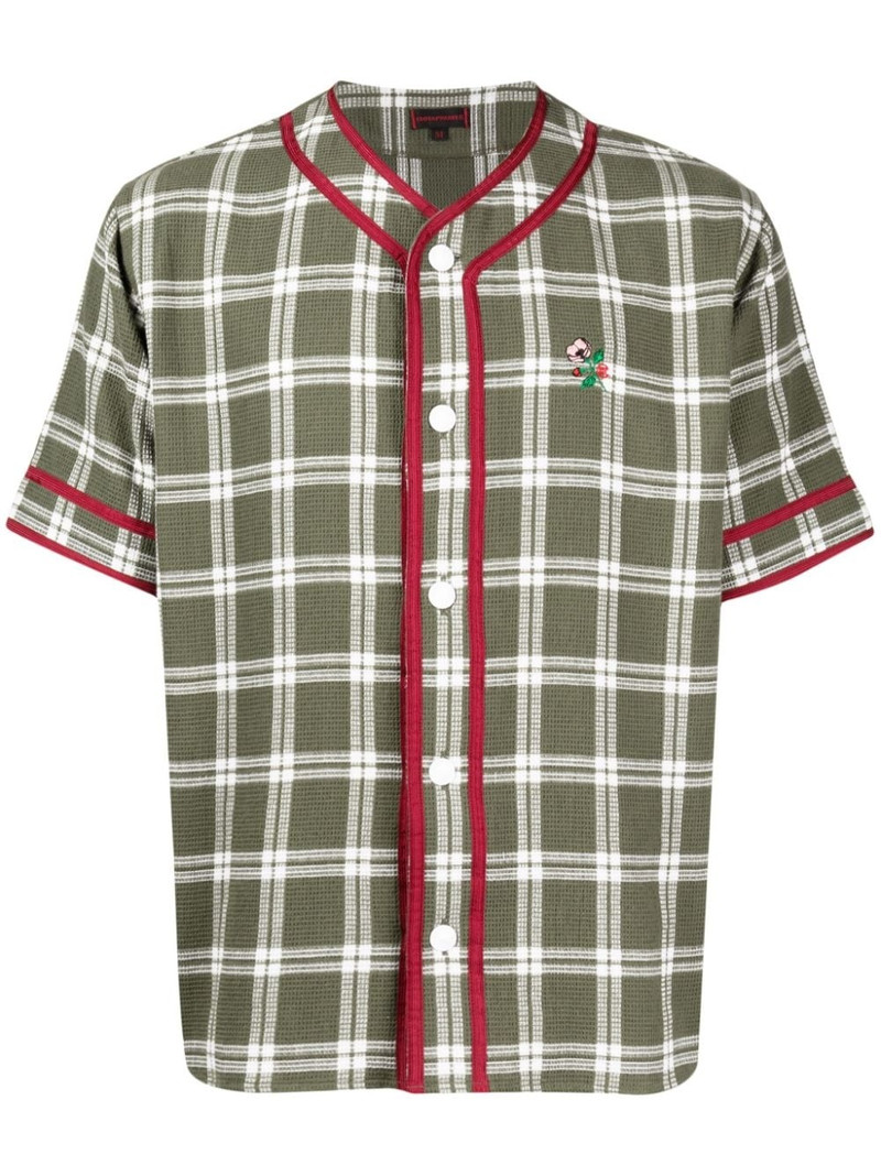 check-pattern striped-edge shirt 1