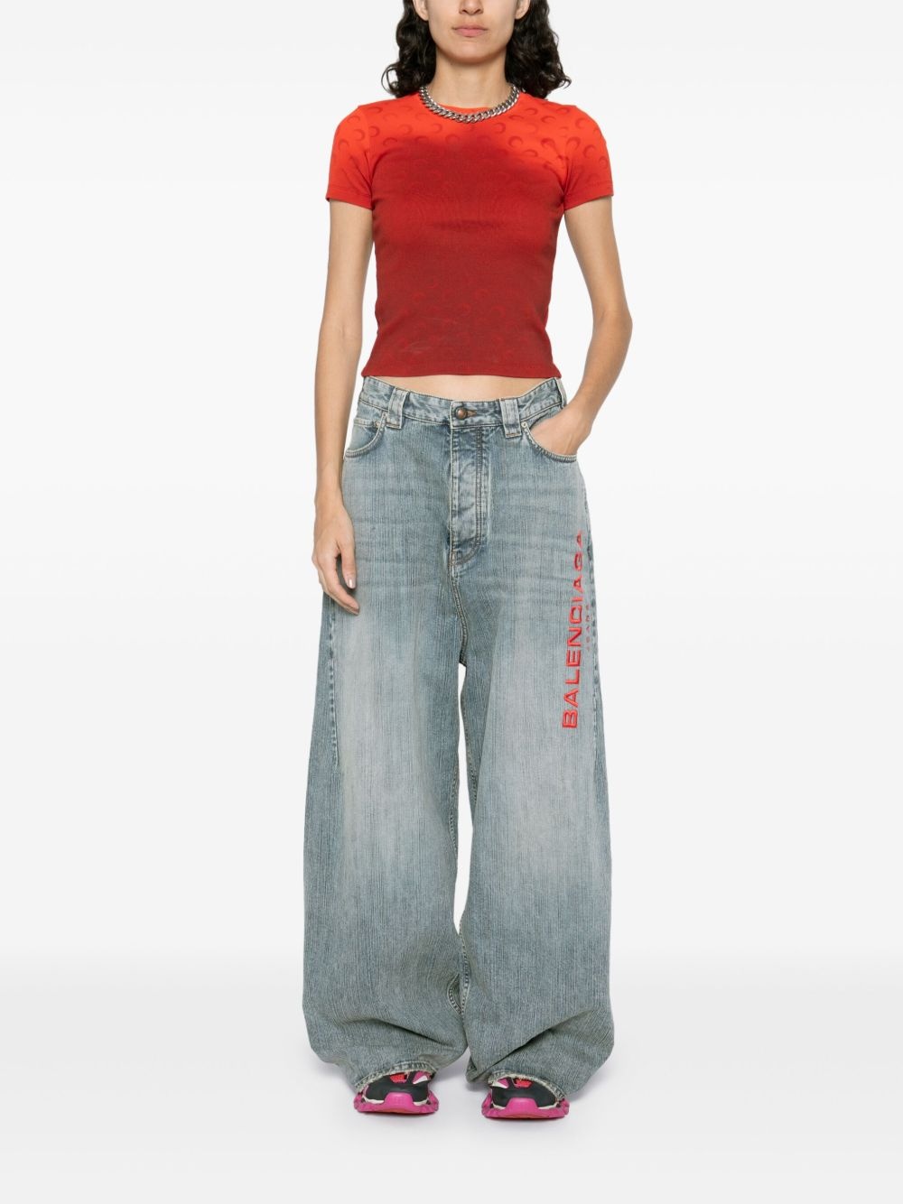 logo-embroidered jeans - 3