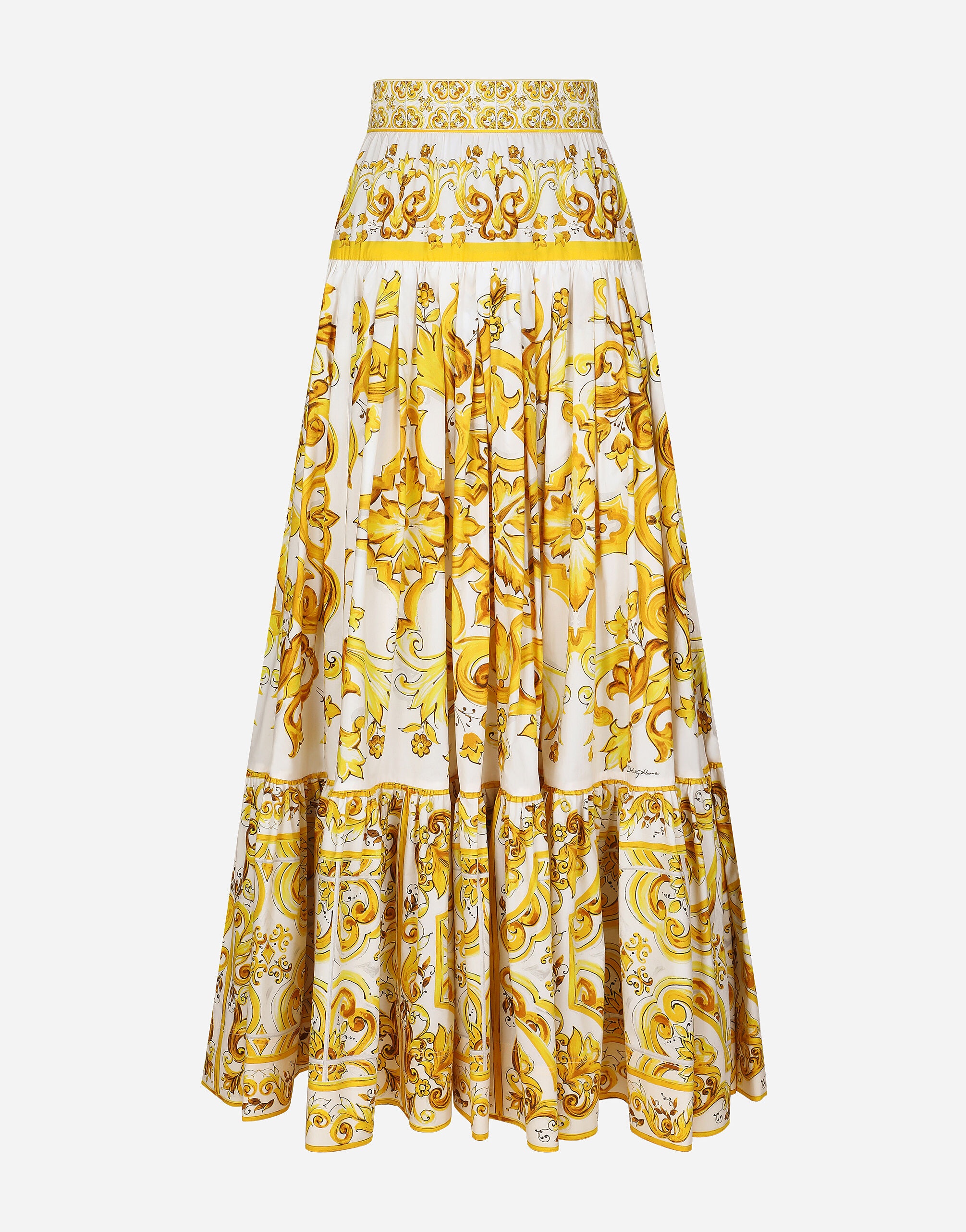 Dolce & Gabbana Long majolica-print poplin skirt with