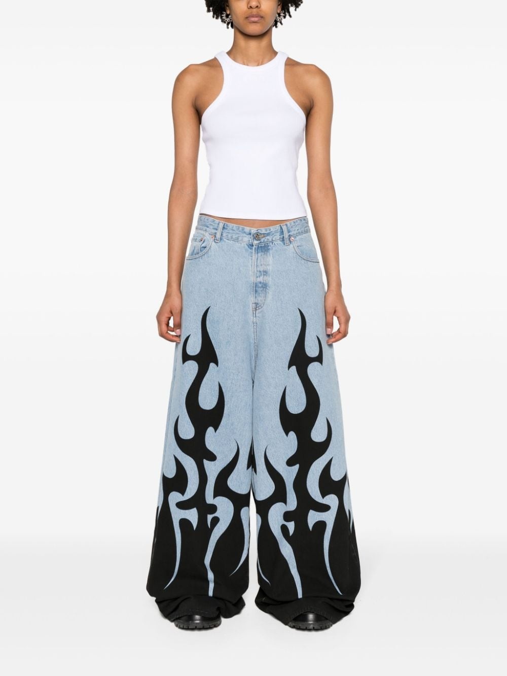 logo-embroidered ribbed tank top - 3
