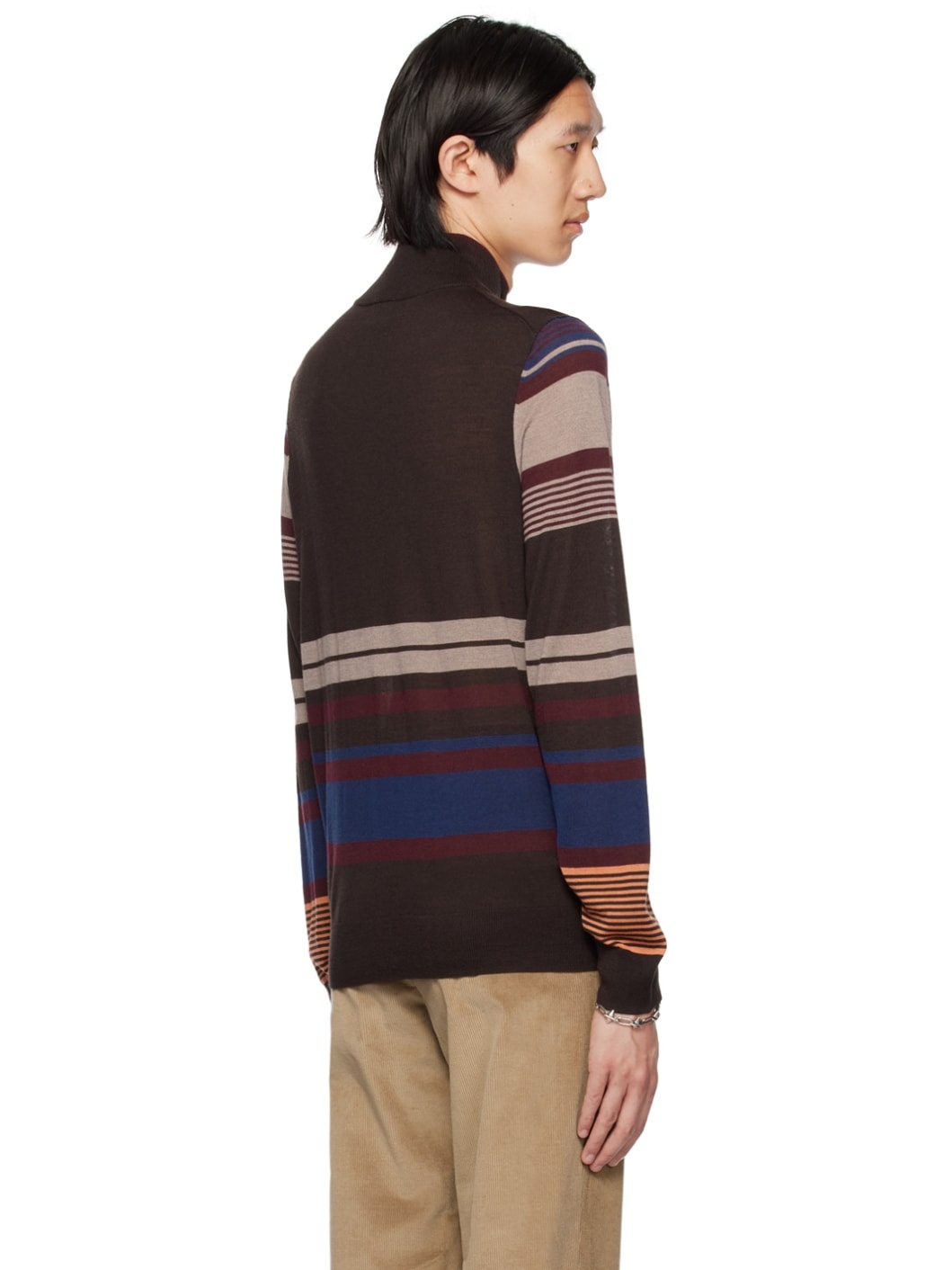 Brown Striped Sweater - 3