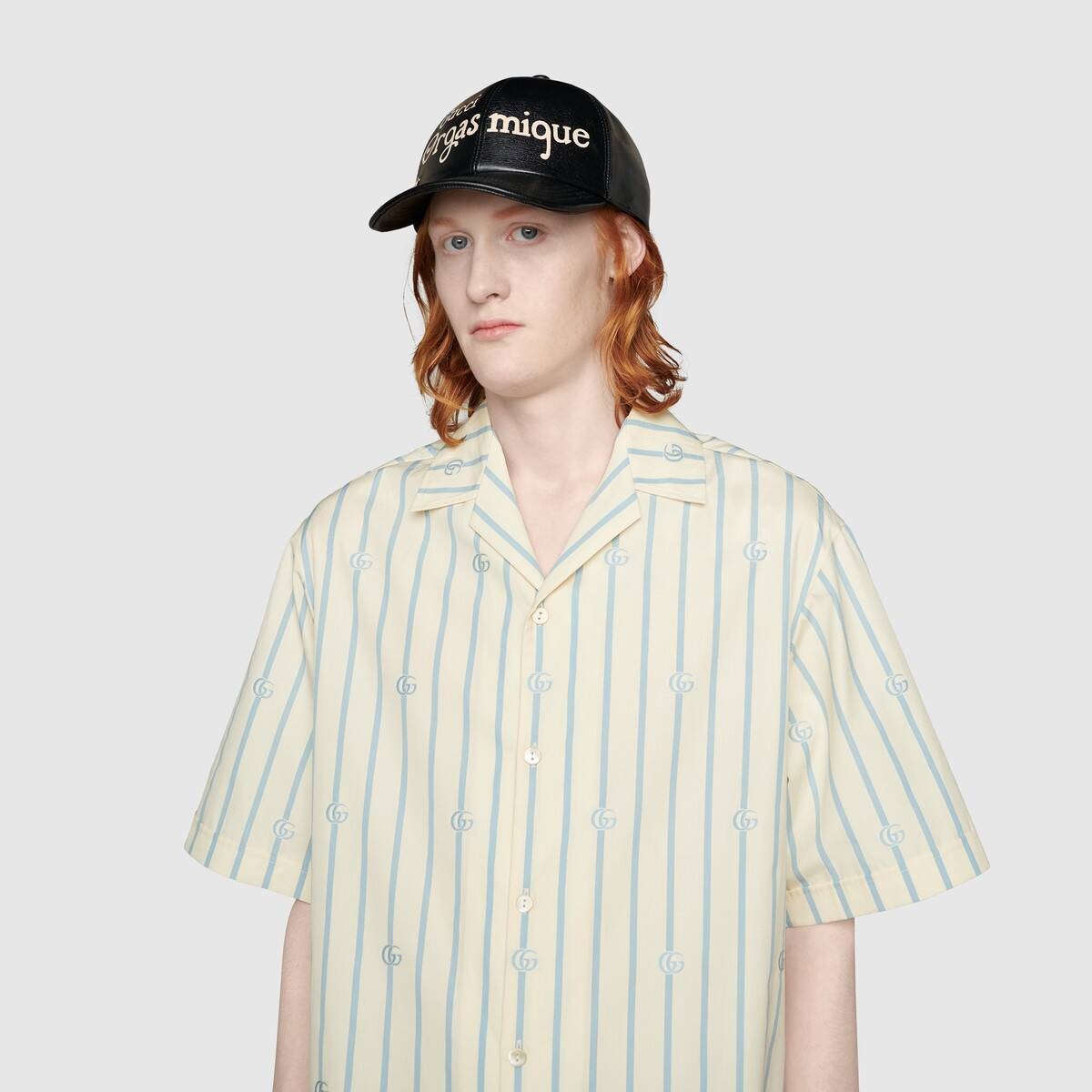 Double G stripe cotton bowling shirt - 5