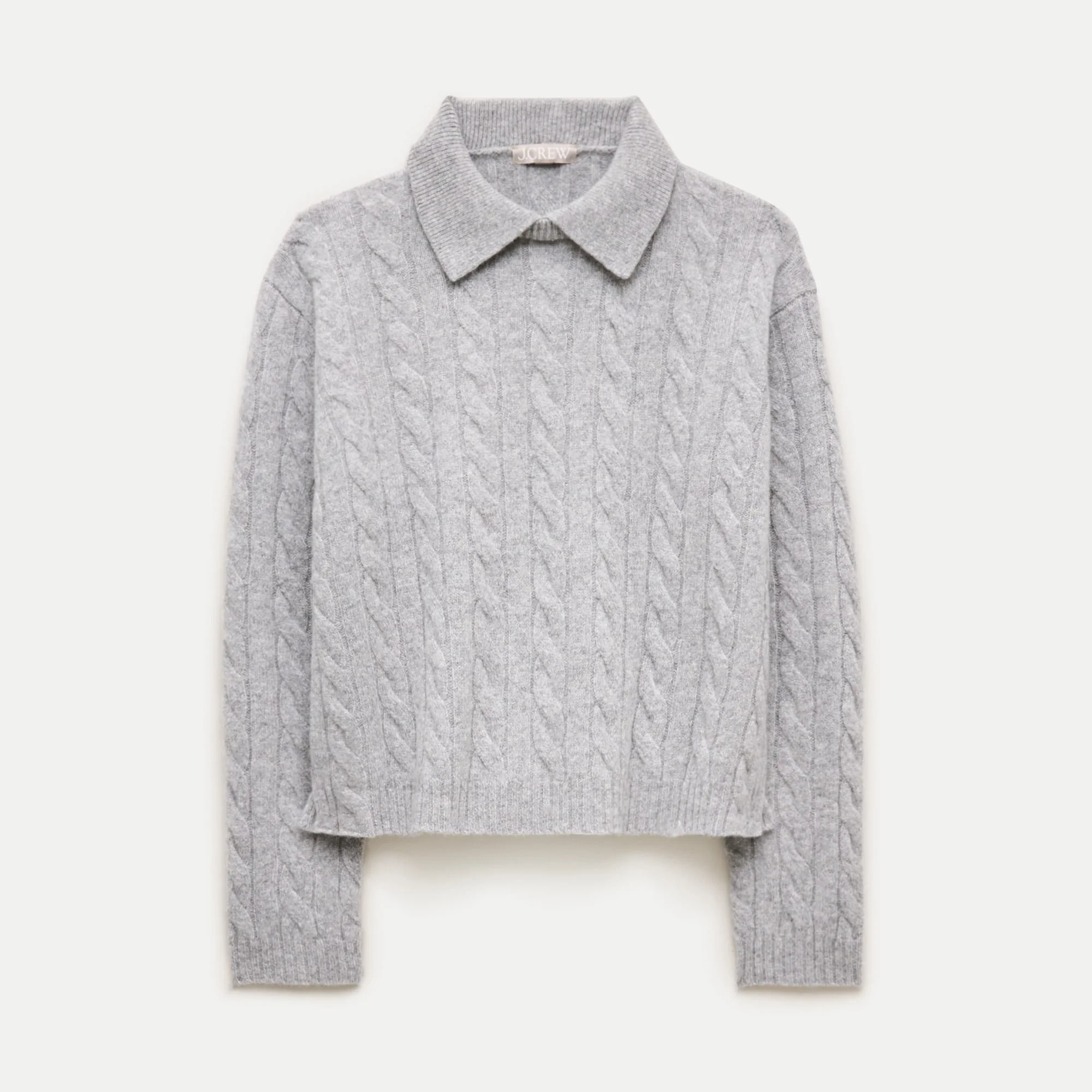 Cable-knit sweater-polo in vintage wool - 1
