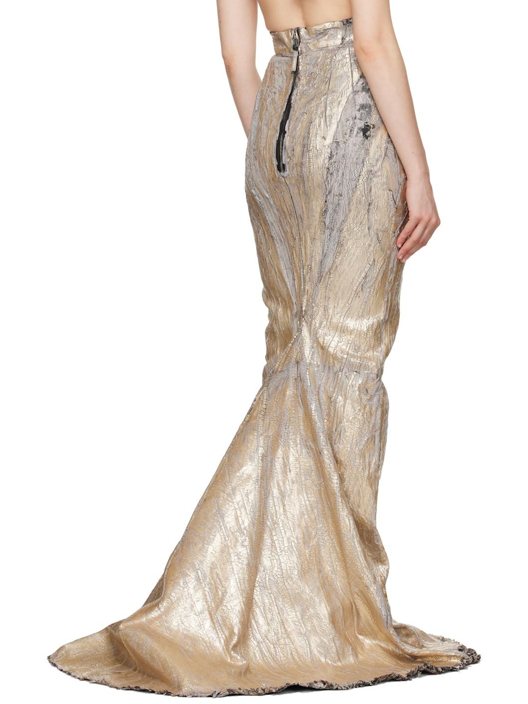 Gold Megacrust Stretch Denim Lido Maxi Skirt - 3