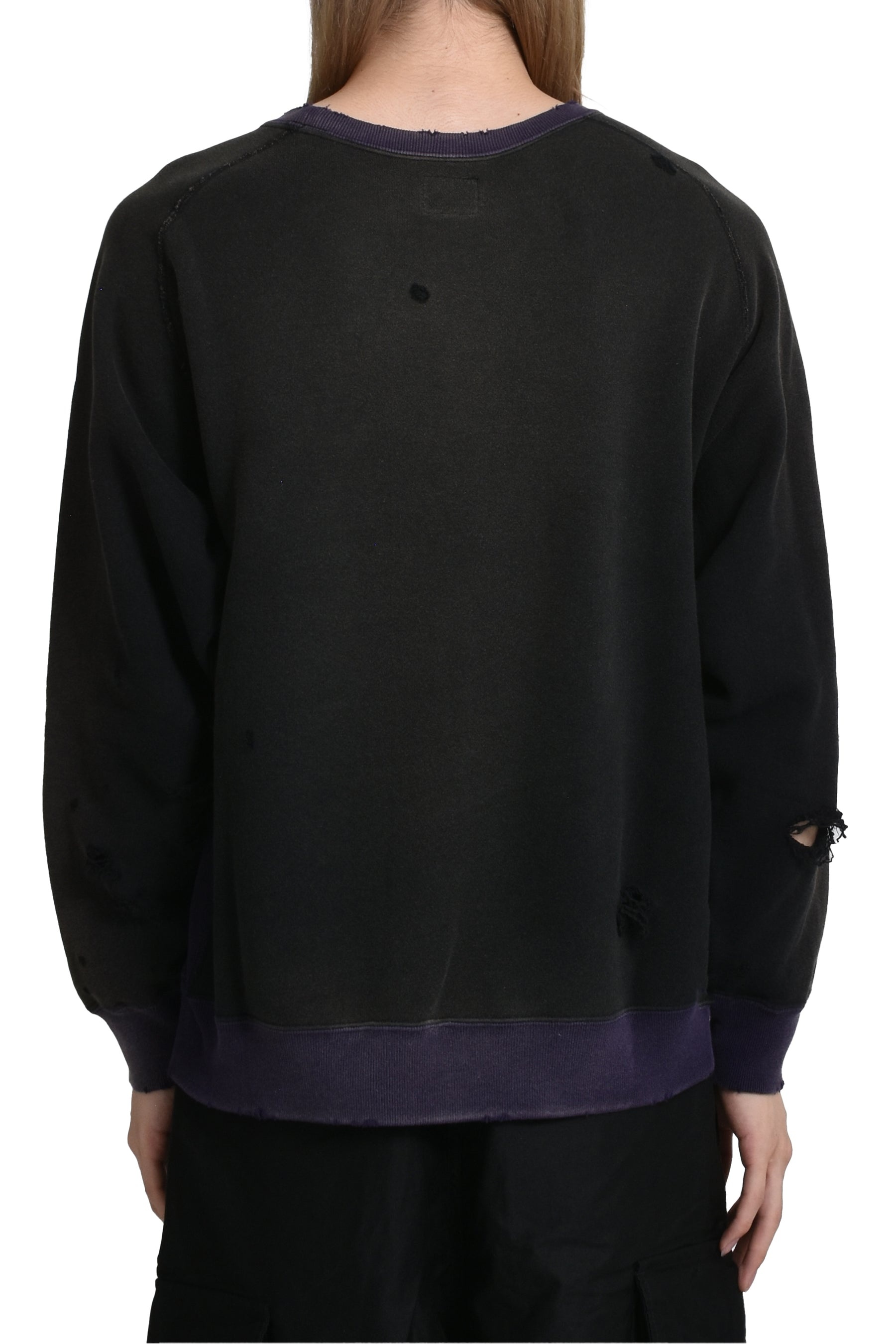 2-TONE CREW NECK SWEAT SHIRT - COTTON FRENCH TERRY / E-BLK - 2