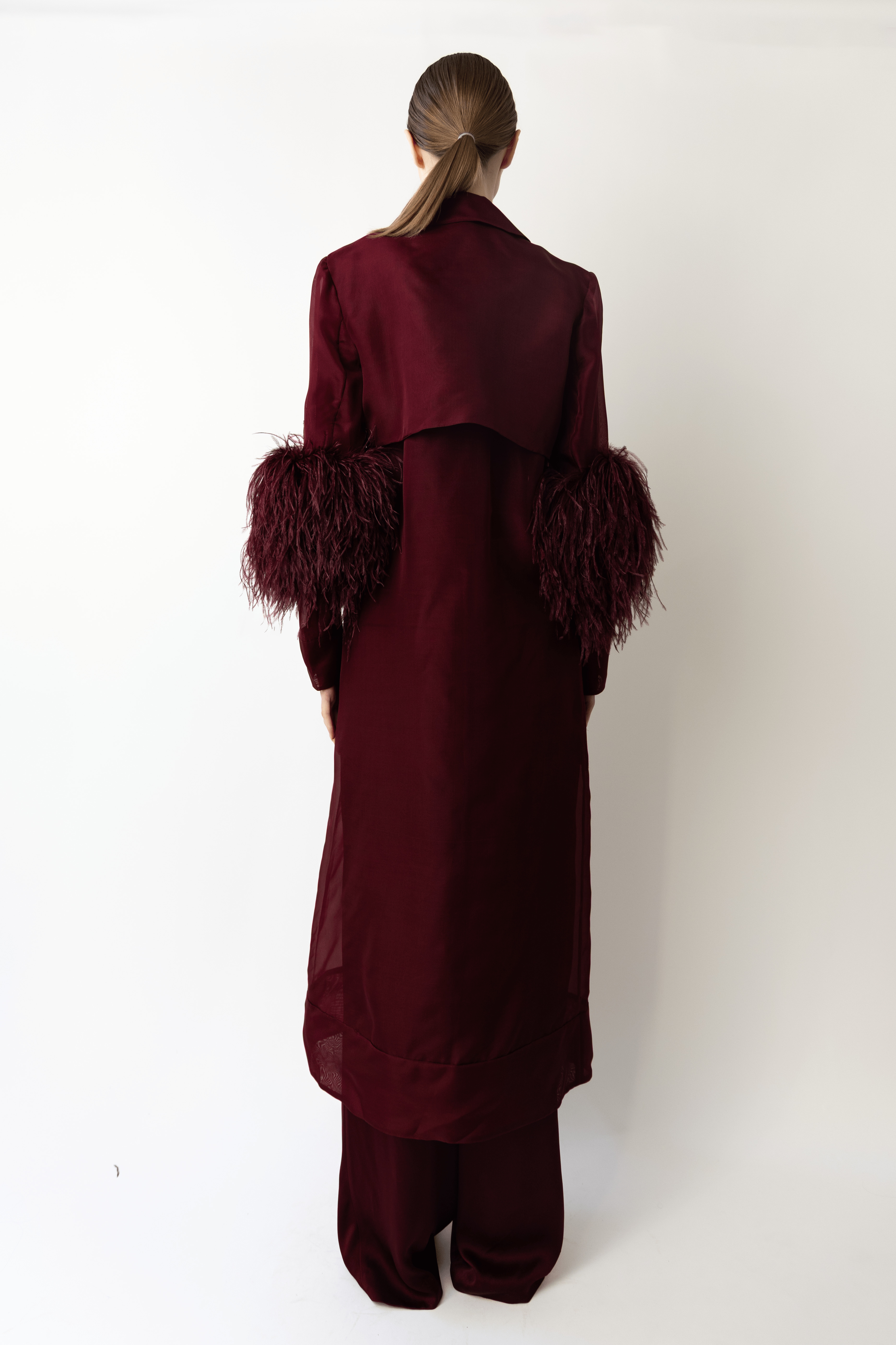 Organza Sheer Duster With Feathers - 3