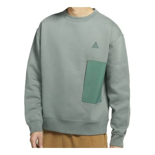 나이키 ACG 대조 색깔 소형 양털 스포츠 둥근 목 Pullover 녹색 CV0683-365 - 1