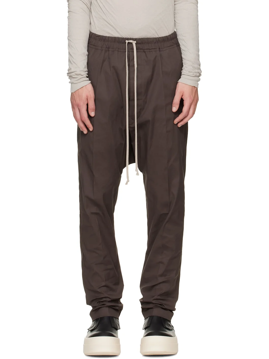 Gray Tower Drawstring Long Trousers - 1