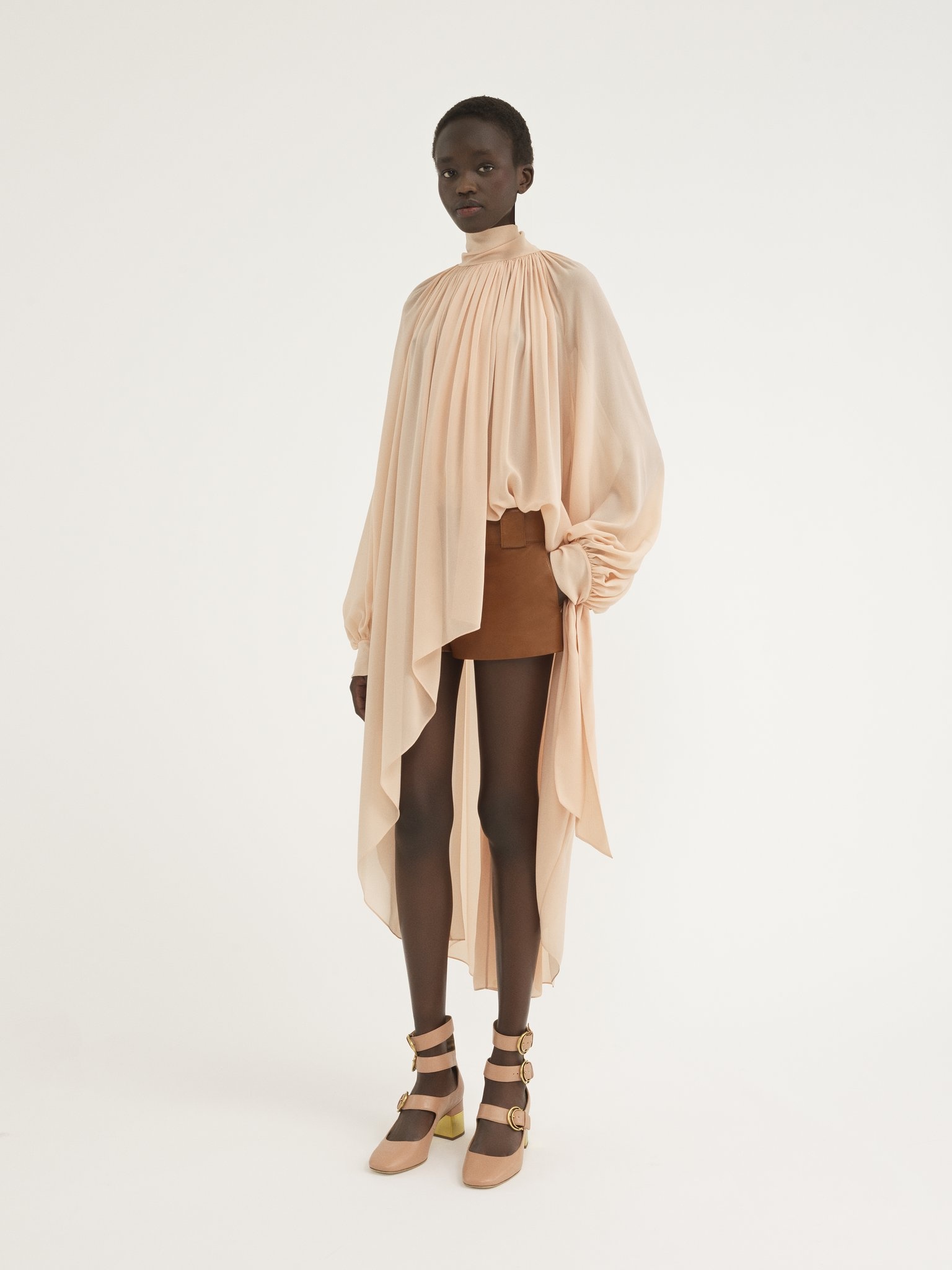 FLUID TUNIC DRESS IN SILK GEORGETTE - 4