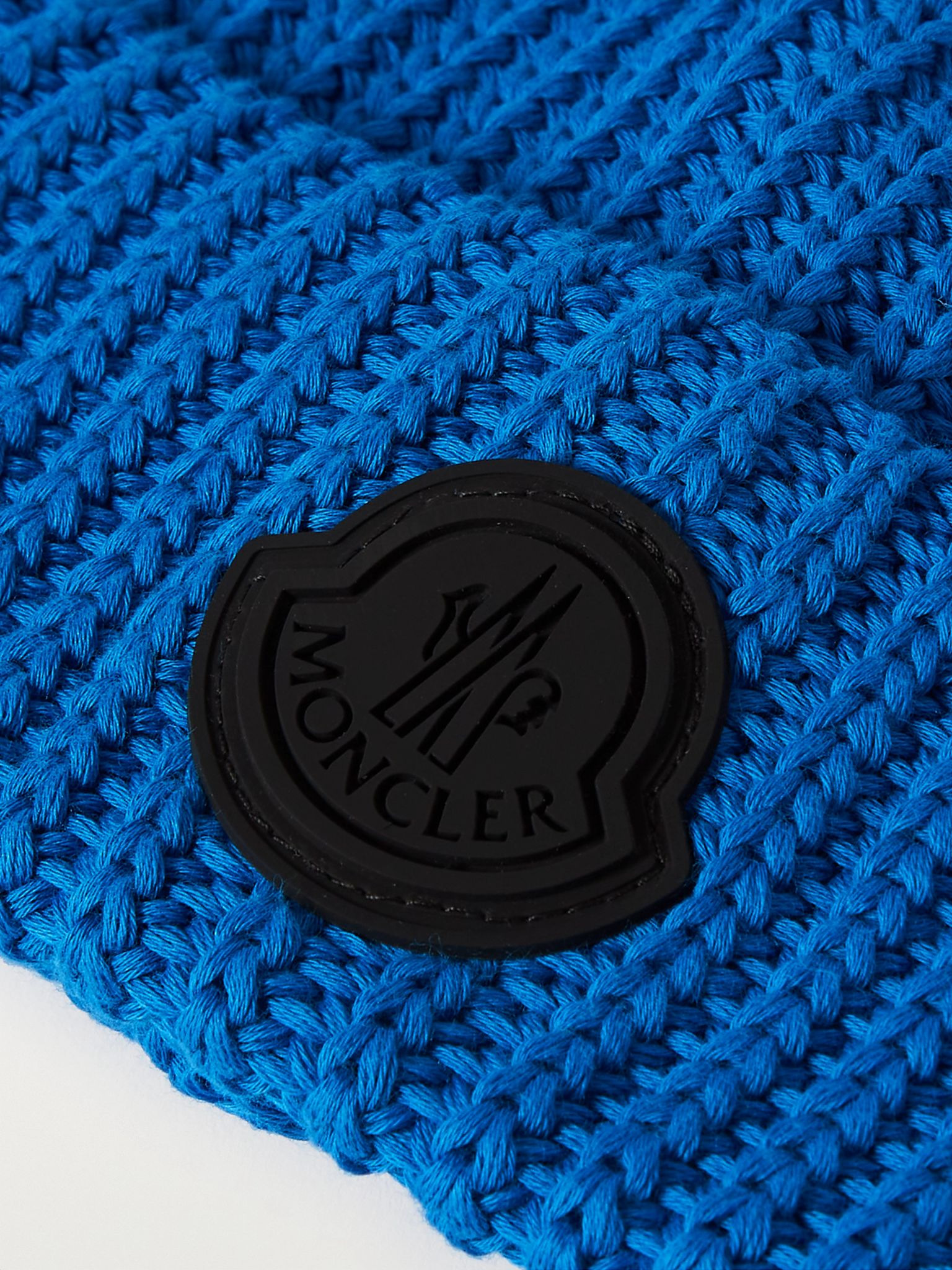 Logo-Appliquéd Ribbed Cotton Beanie Blue - 3