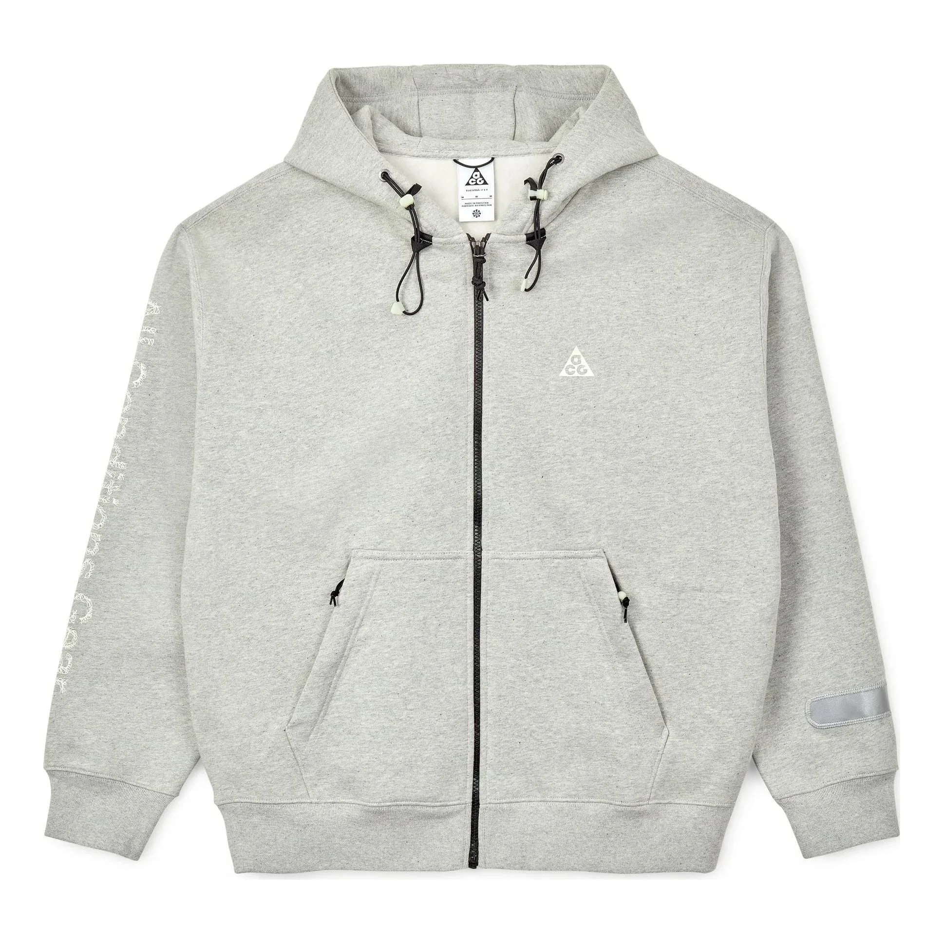 Men's Nike ACG Therma-Fit Logo Printing Zipper Hooded Long Sleeves Jacket Gray DM4248-050 - 1