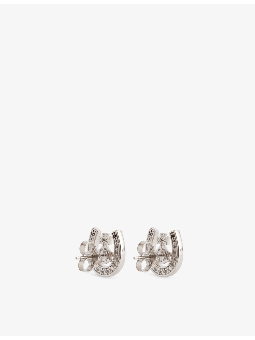 Horseshoe Platinum-Plated 925 Sterling Silver and Cubic Zirconia Stud Earring - 4