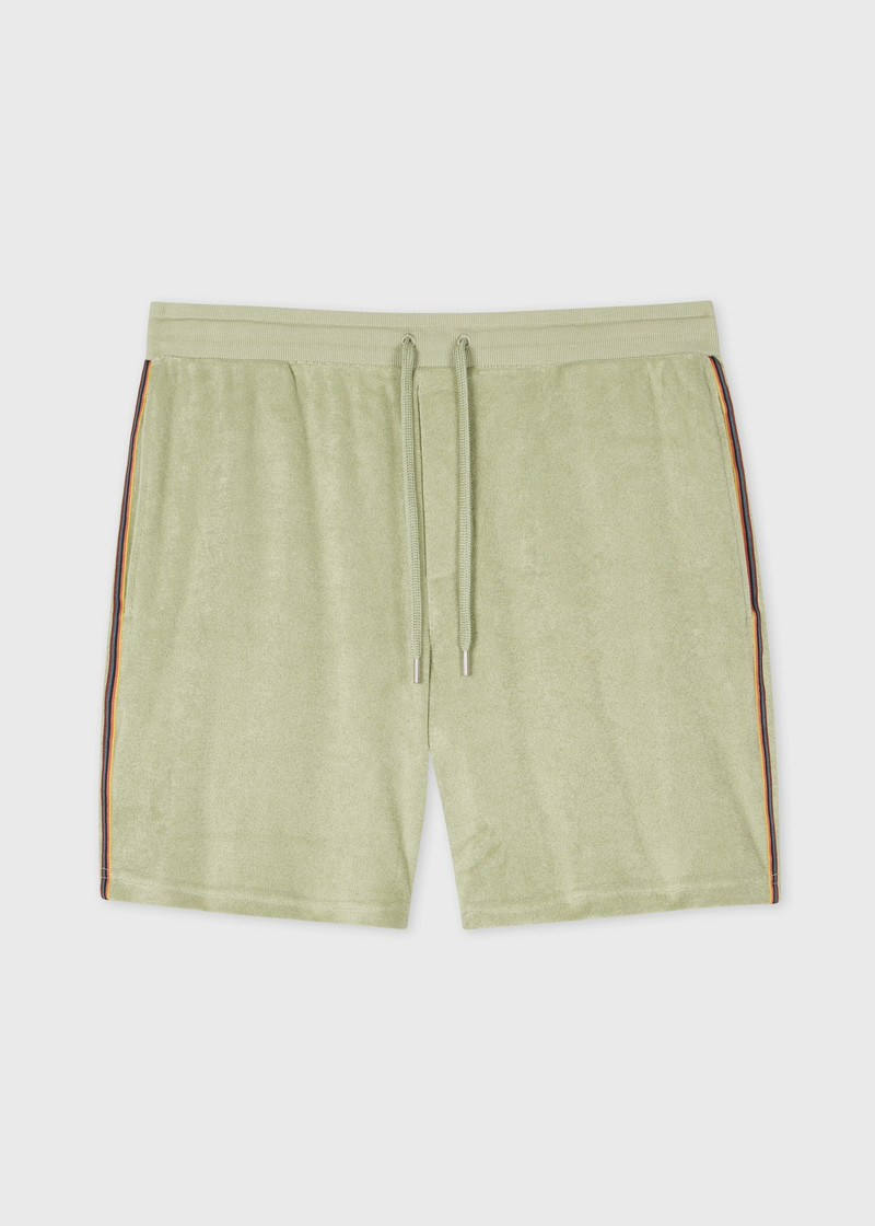 Sage Green Towelling Lounge Shorts 1