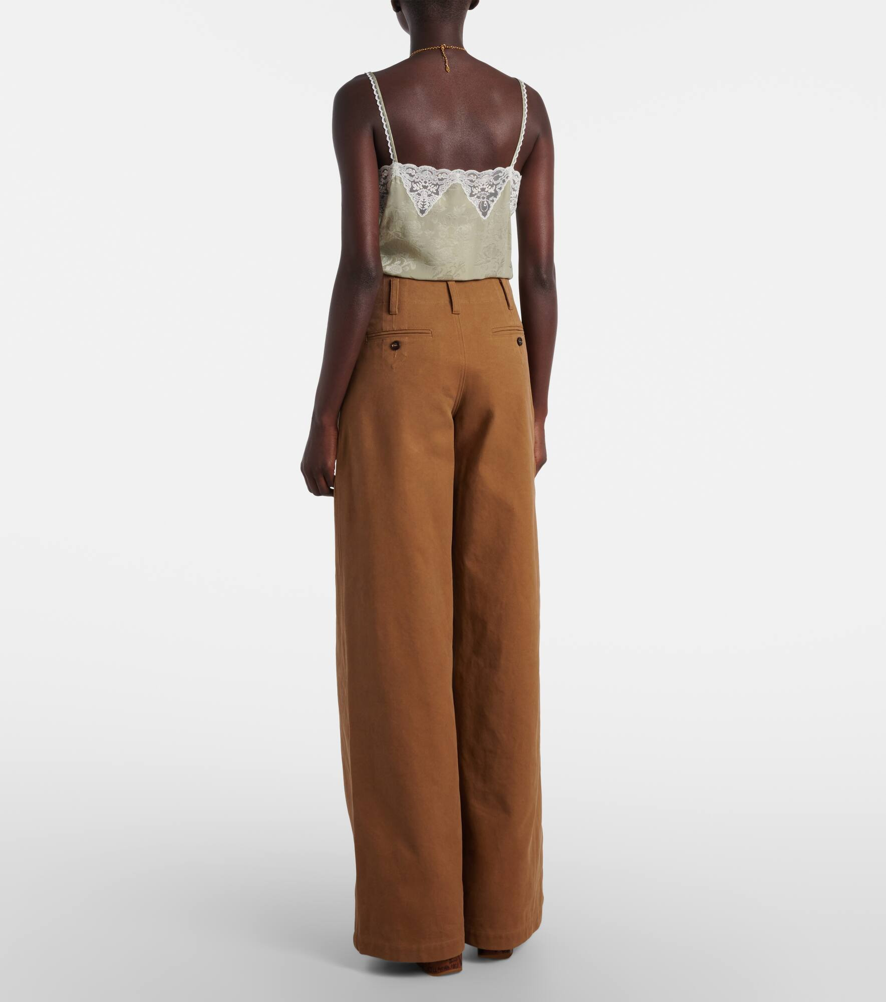 High-rise cotton canvas wide-leg pants - 3
