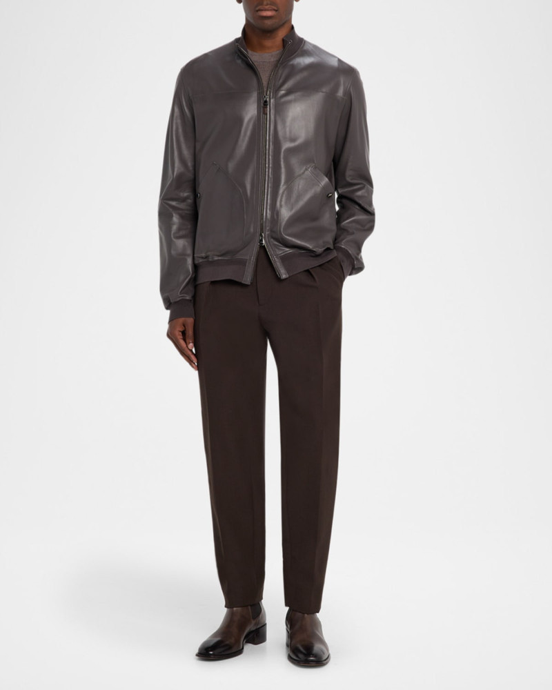 Canali Men's Nuvola Napa Leather Bomber Jacket outlook