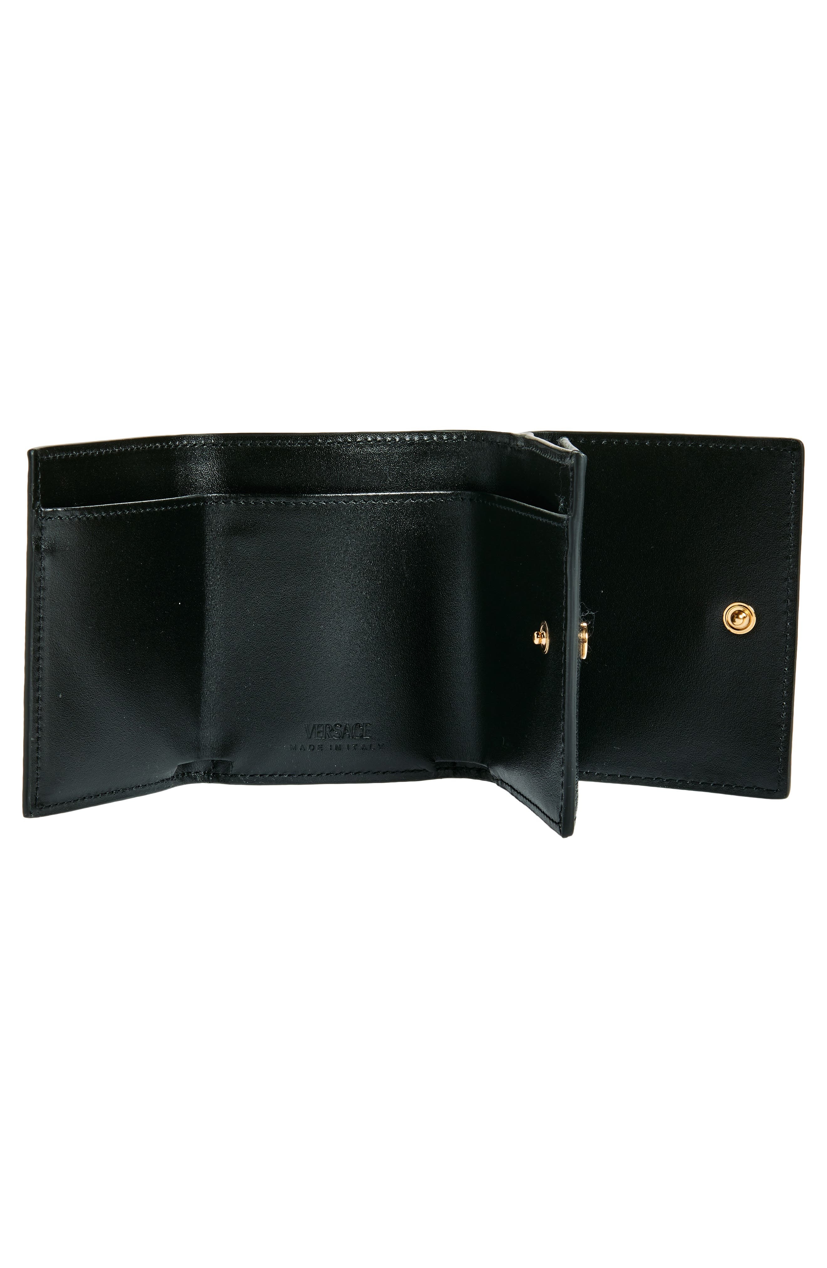 Versace Medusa Leather Trifold Wallet in Black Versace Gold at Nordstrom - 2