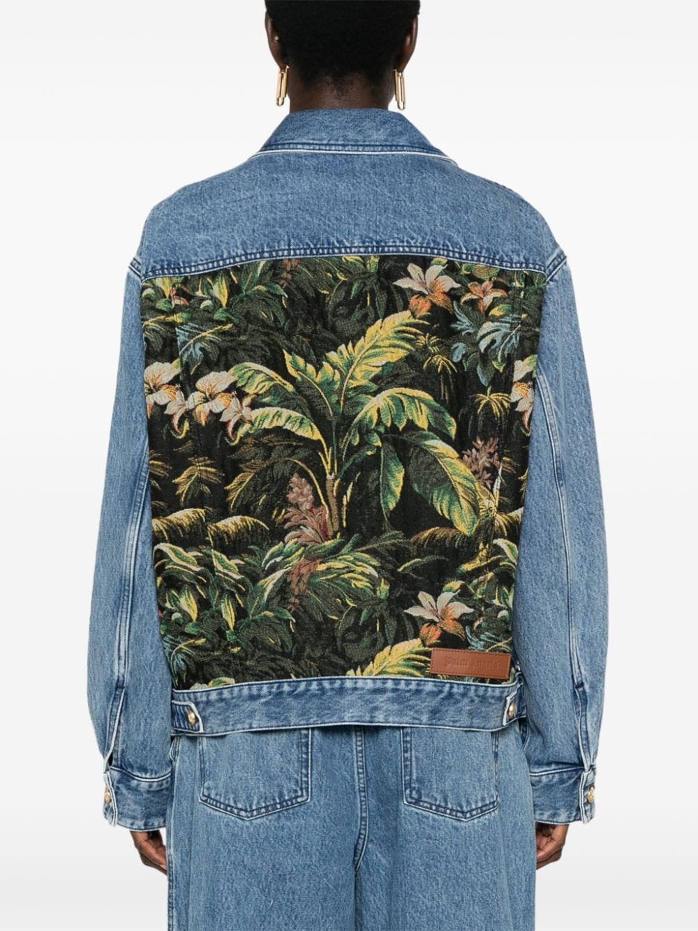 embroidered-panel denim jacket - 4