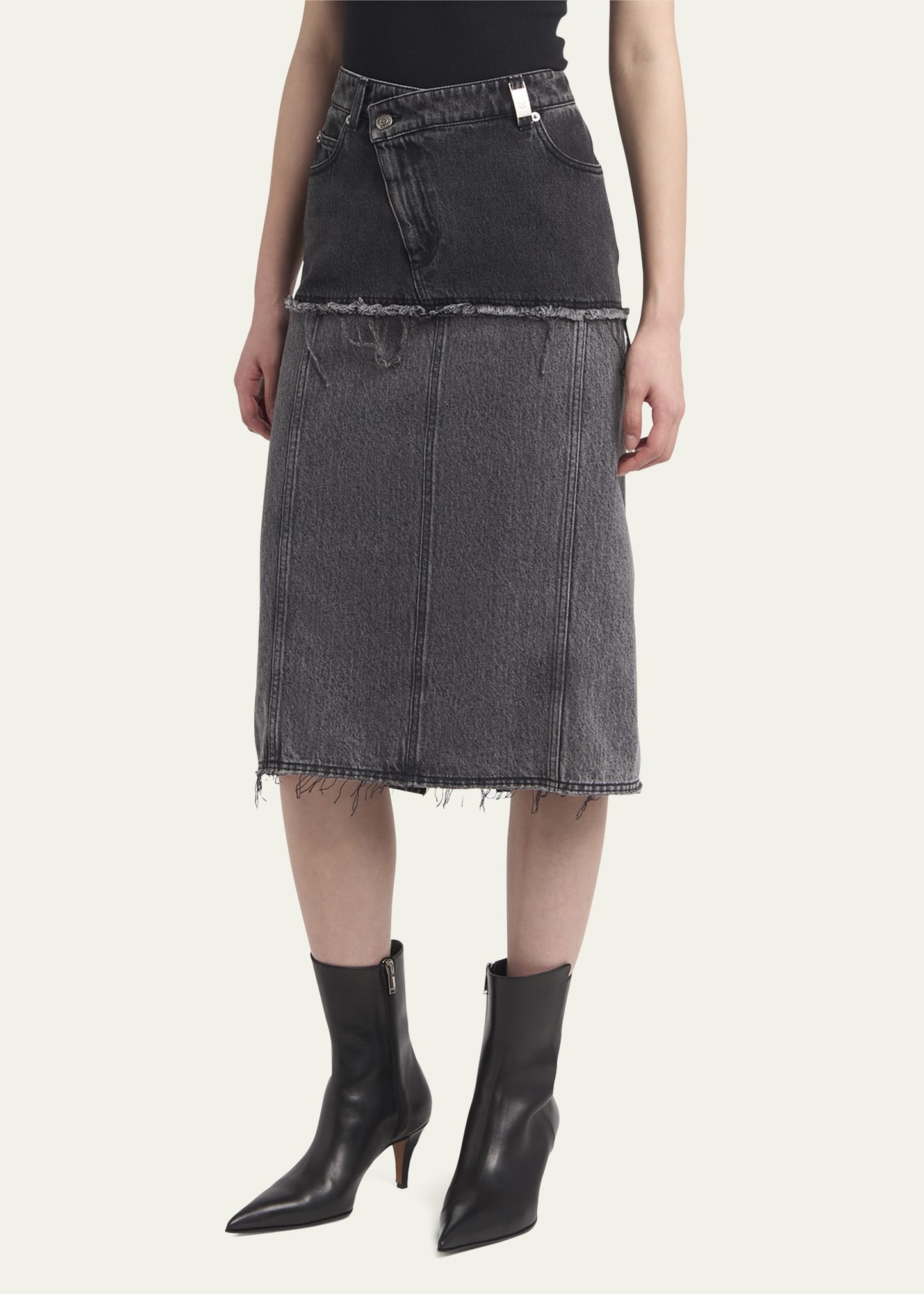 Hybrid Denim Midi Skirt - 4