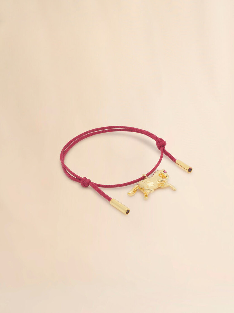 RED SHOELACE BRACELET WITH HORSE CHARM 1