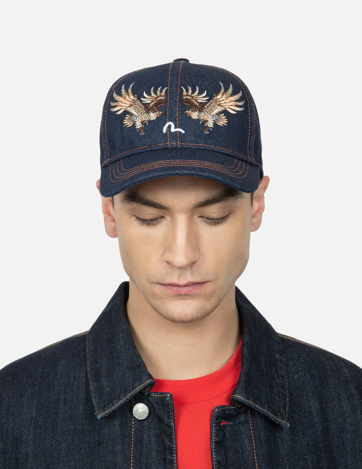 EAGLE AND SEAGULL EMBROIDERY DENIM CAP - 5