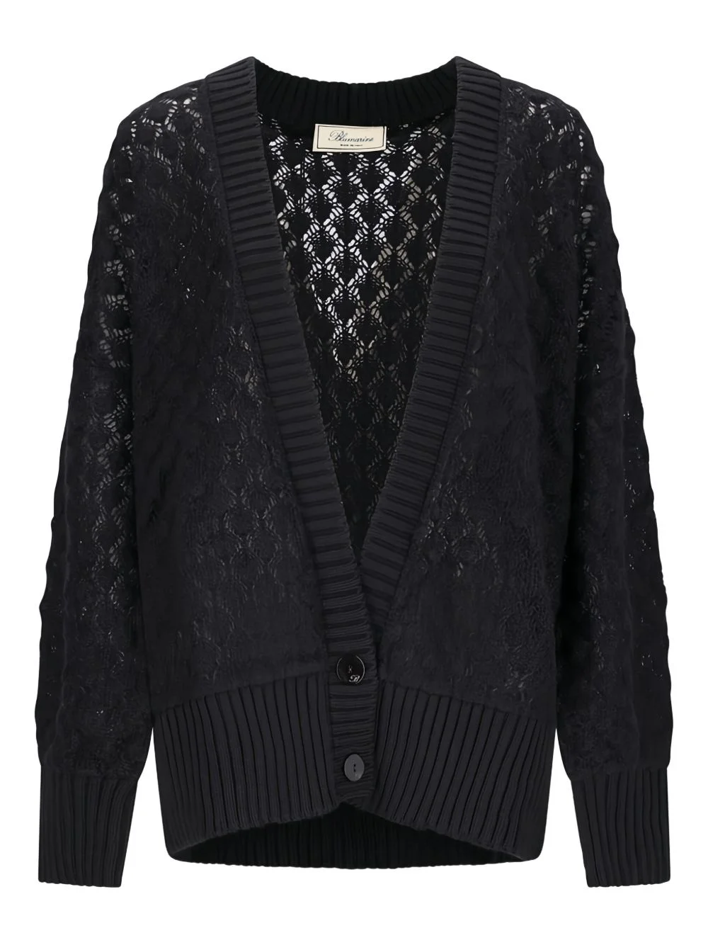 open-knit buttoned cardigan - 1