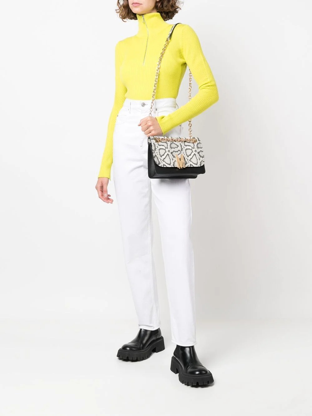 snakeskin-effect logo shoulder bag - 2