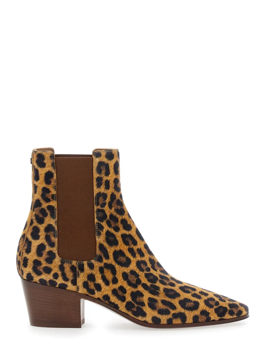 Casadei Brown Ankle Boots With All-Over Leopard Print In Leather Blend Woman - 1