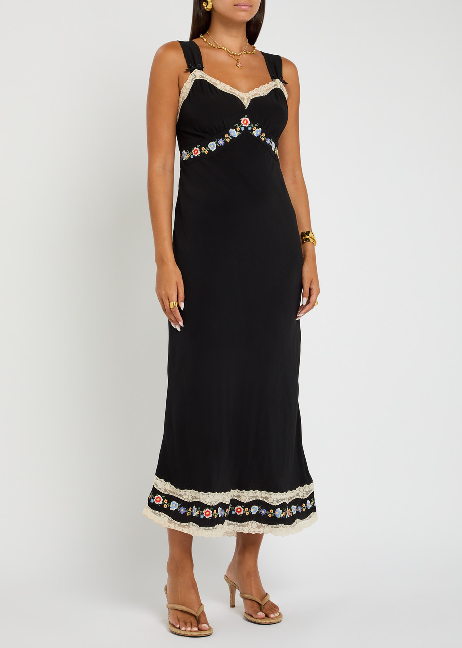 Rixo Lucie Floral-embroidered Chiffon Midi Dress - 2