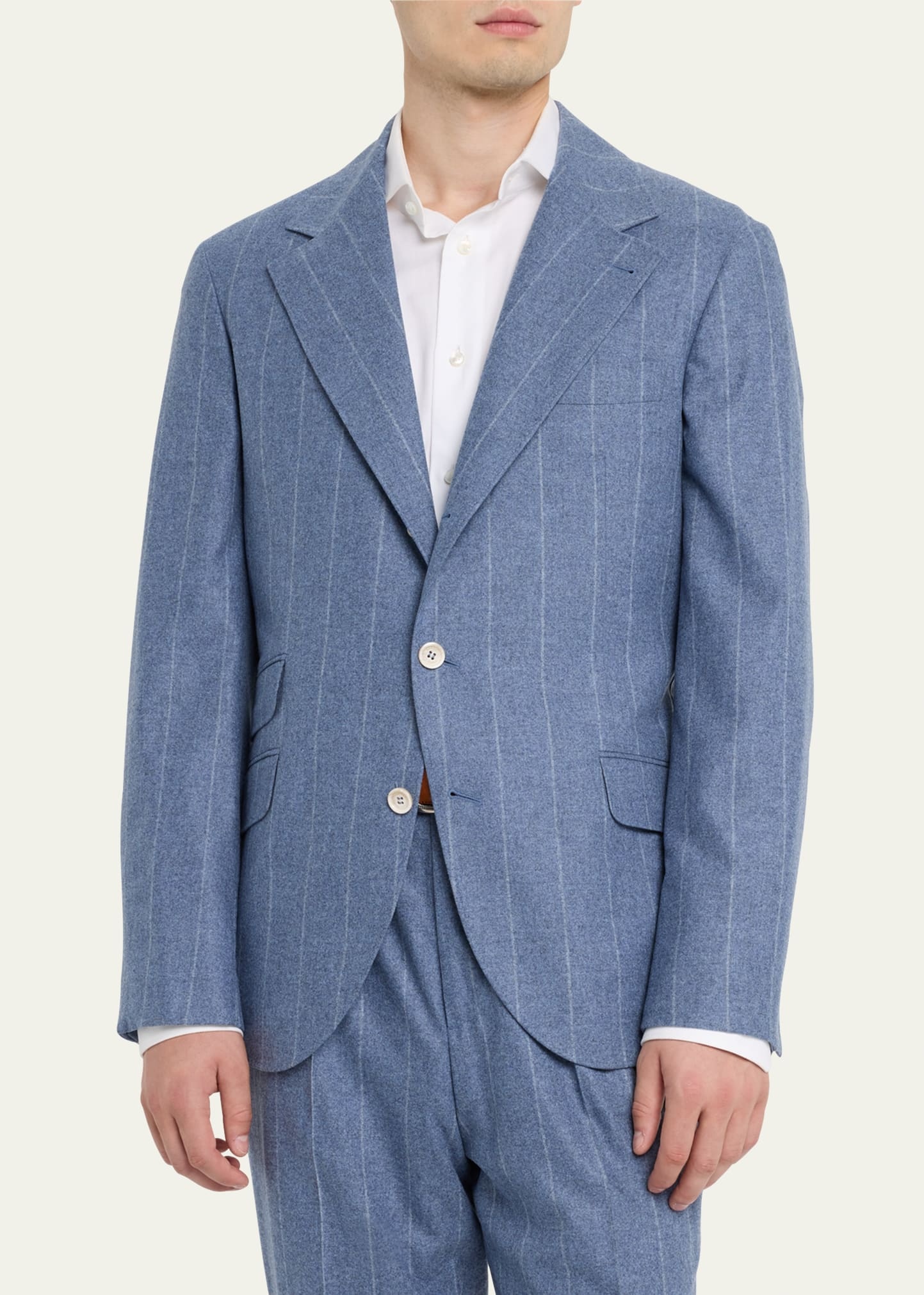 Men's Striped Light Flannel Suit - 4